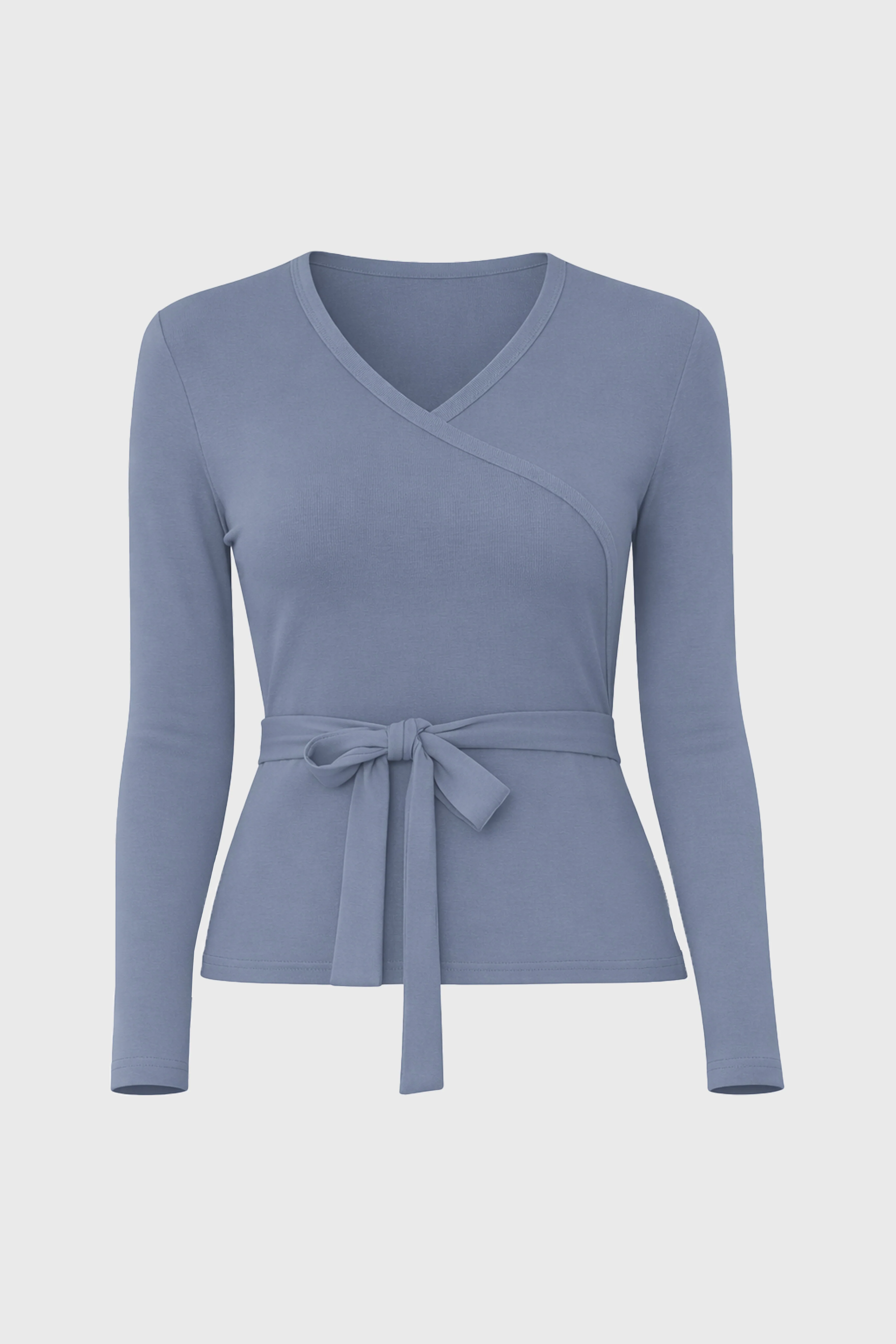 Steel Blue Solid Wrap T-Shirt - Image 6