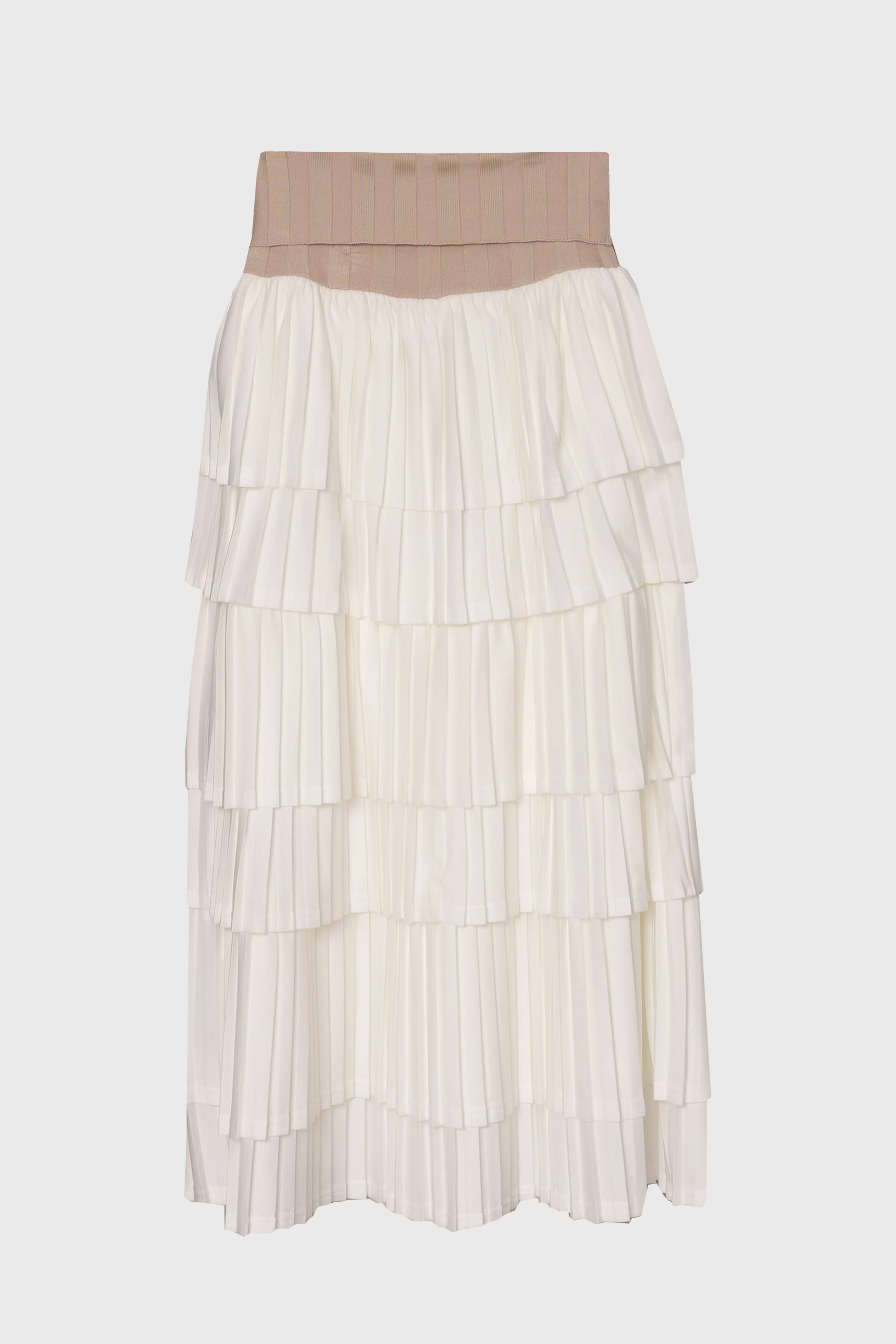 Tan Accordion Pleat Ruffle Maxi Skirt - Image 6