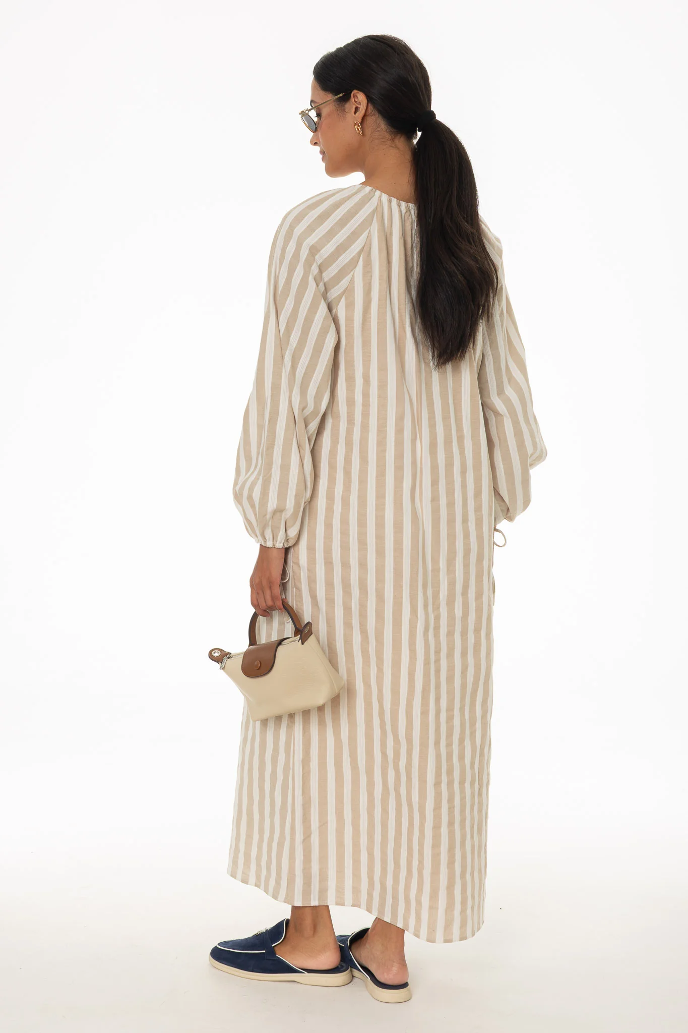 Tan And White Striped Maxi Dress - Image 4