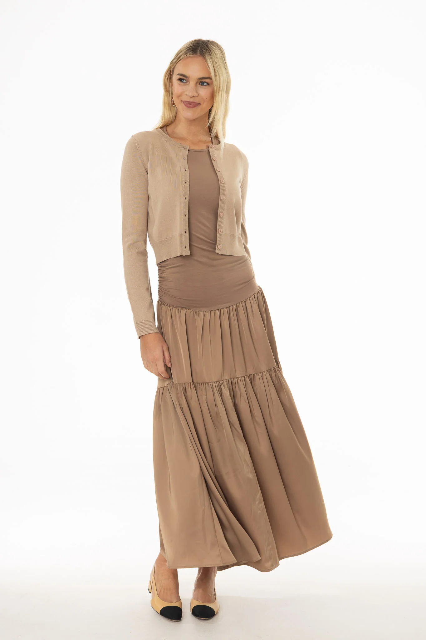 Tan Combo Tiered Maxi Dress - Image 5