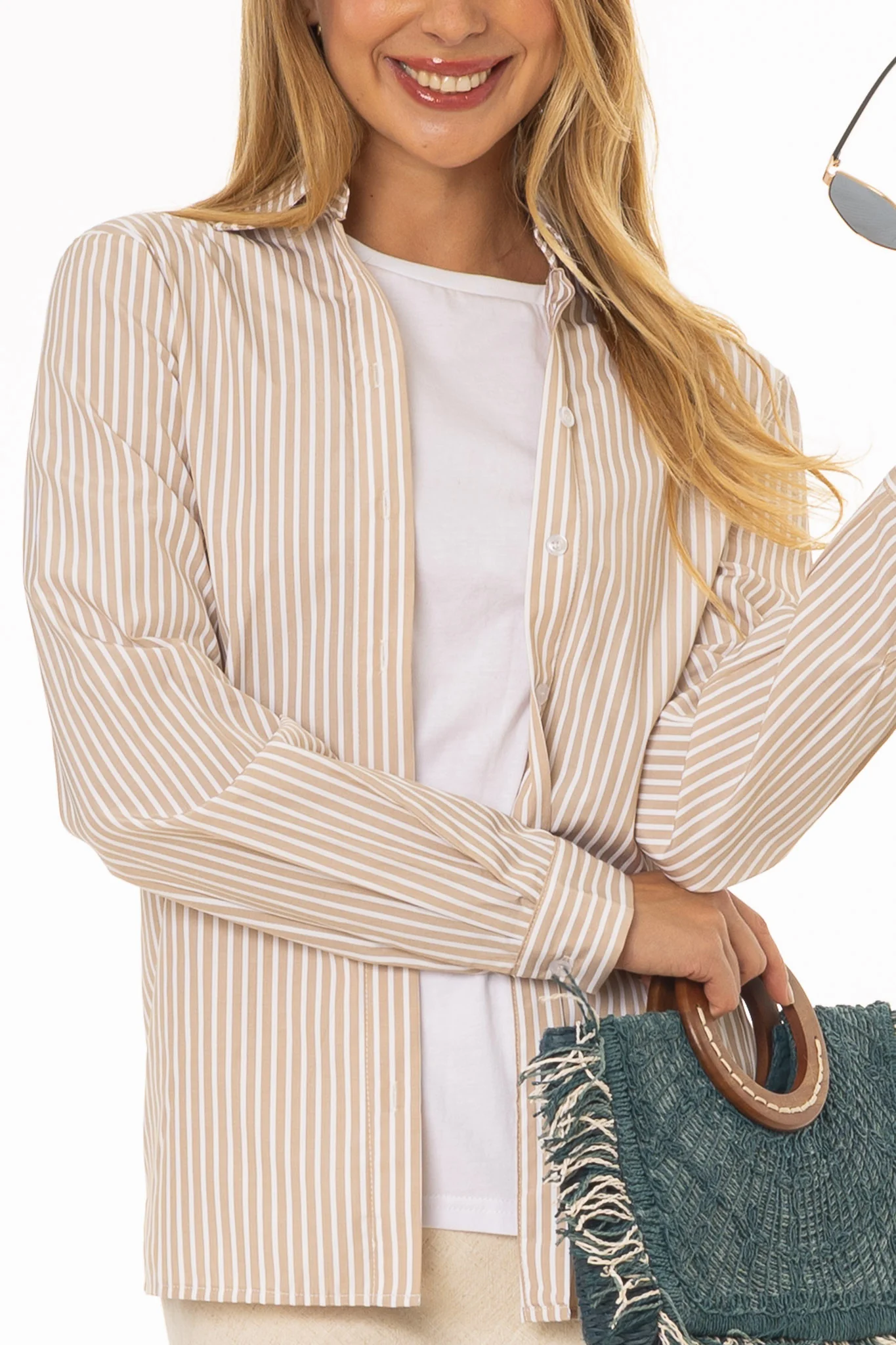Tan Combo Blouse T-Shirt - Image 2