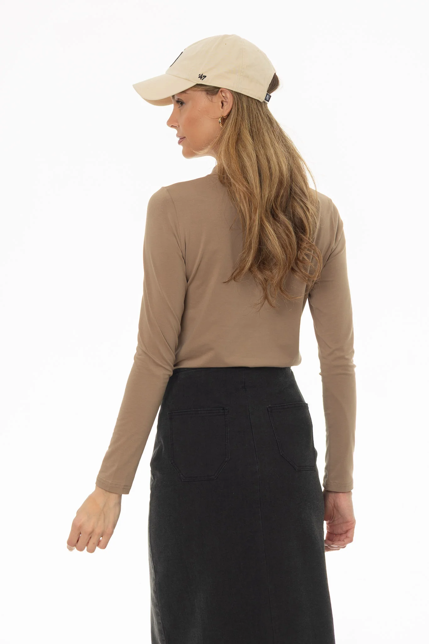 Tan Crossover Neck T-Shirt - Image 4