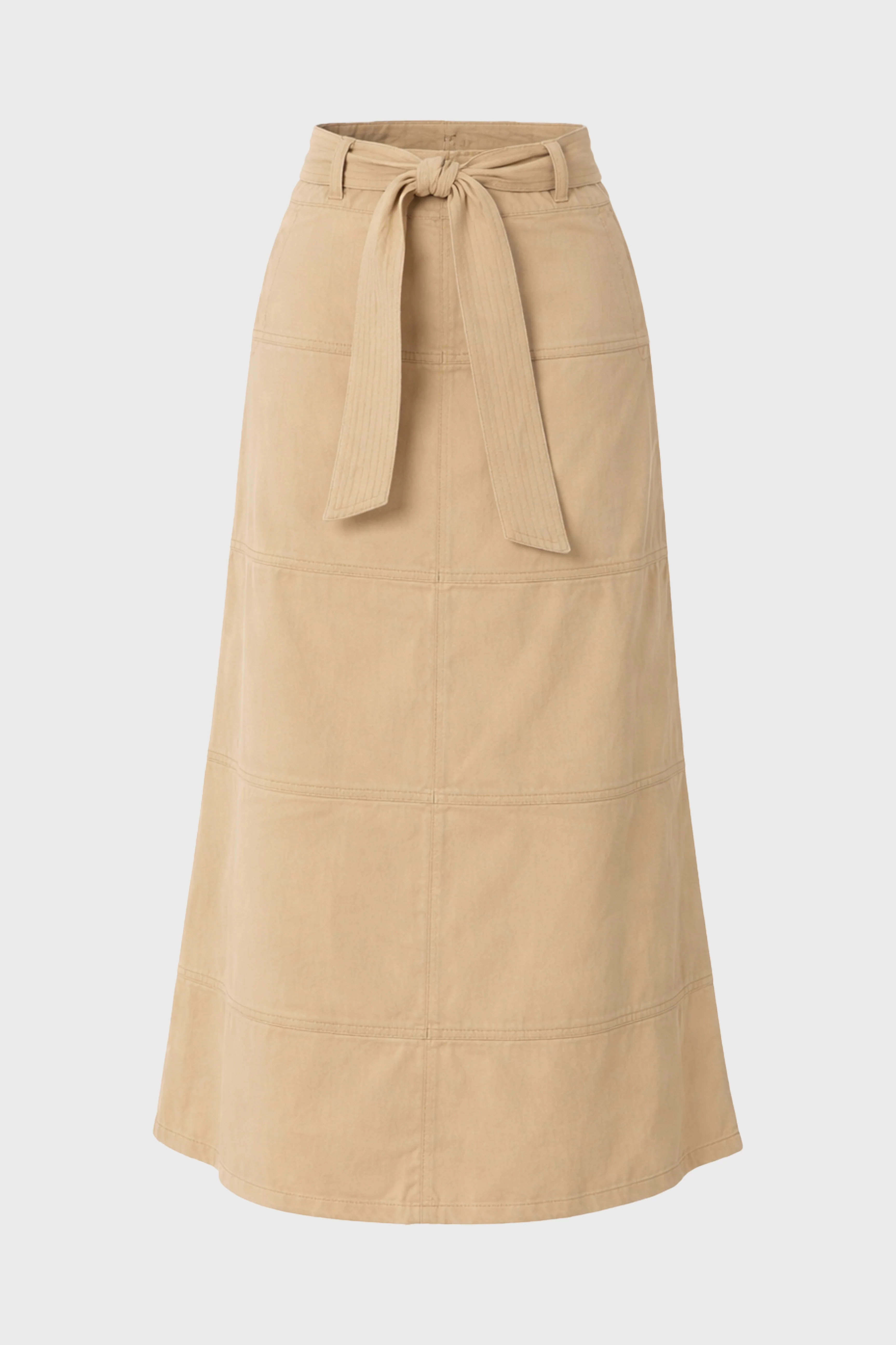 Tan Denim Belted A-Line Maxi Skirt - Image 6