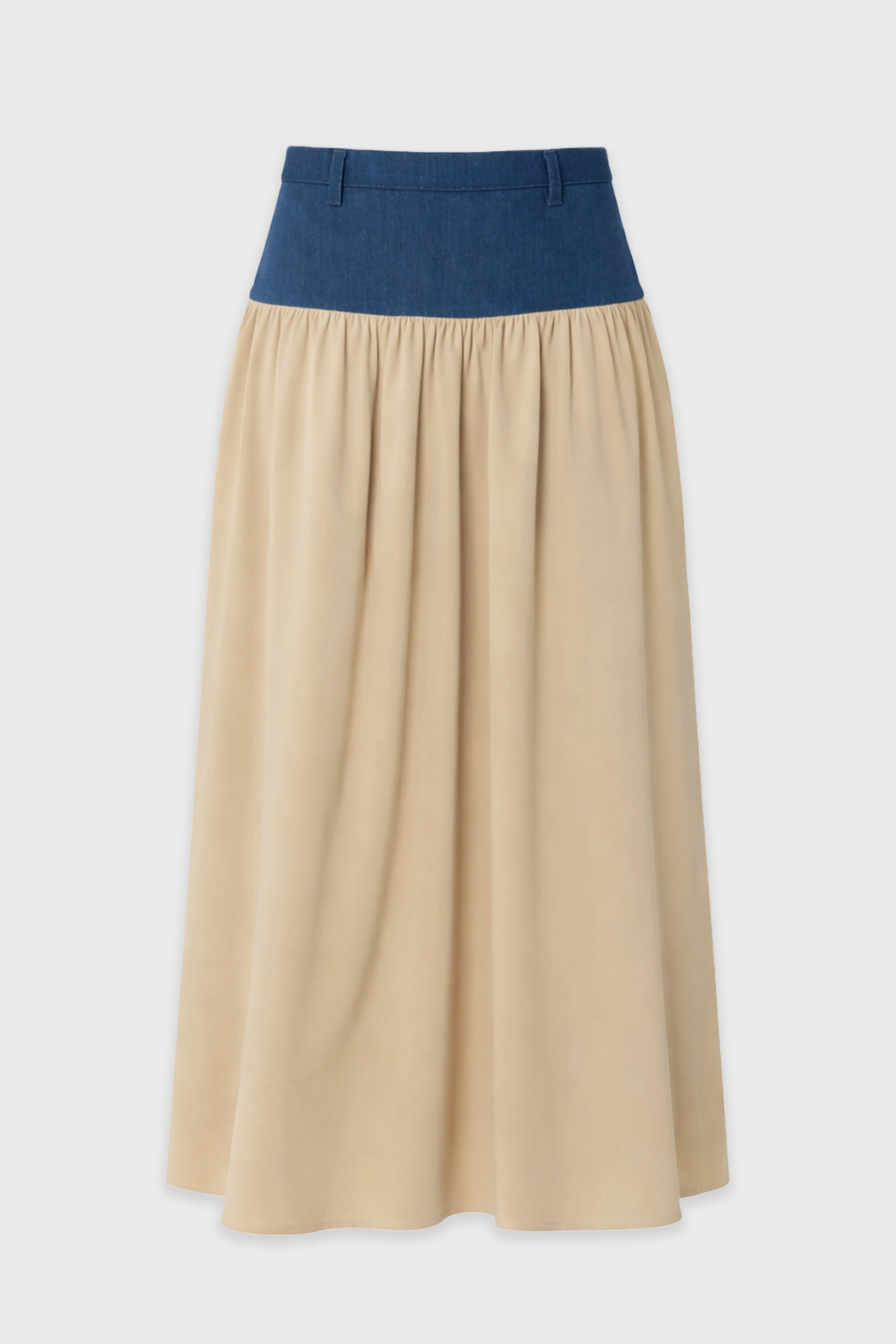 Tan Denim Combo Maxi Skirt - Image 6