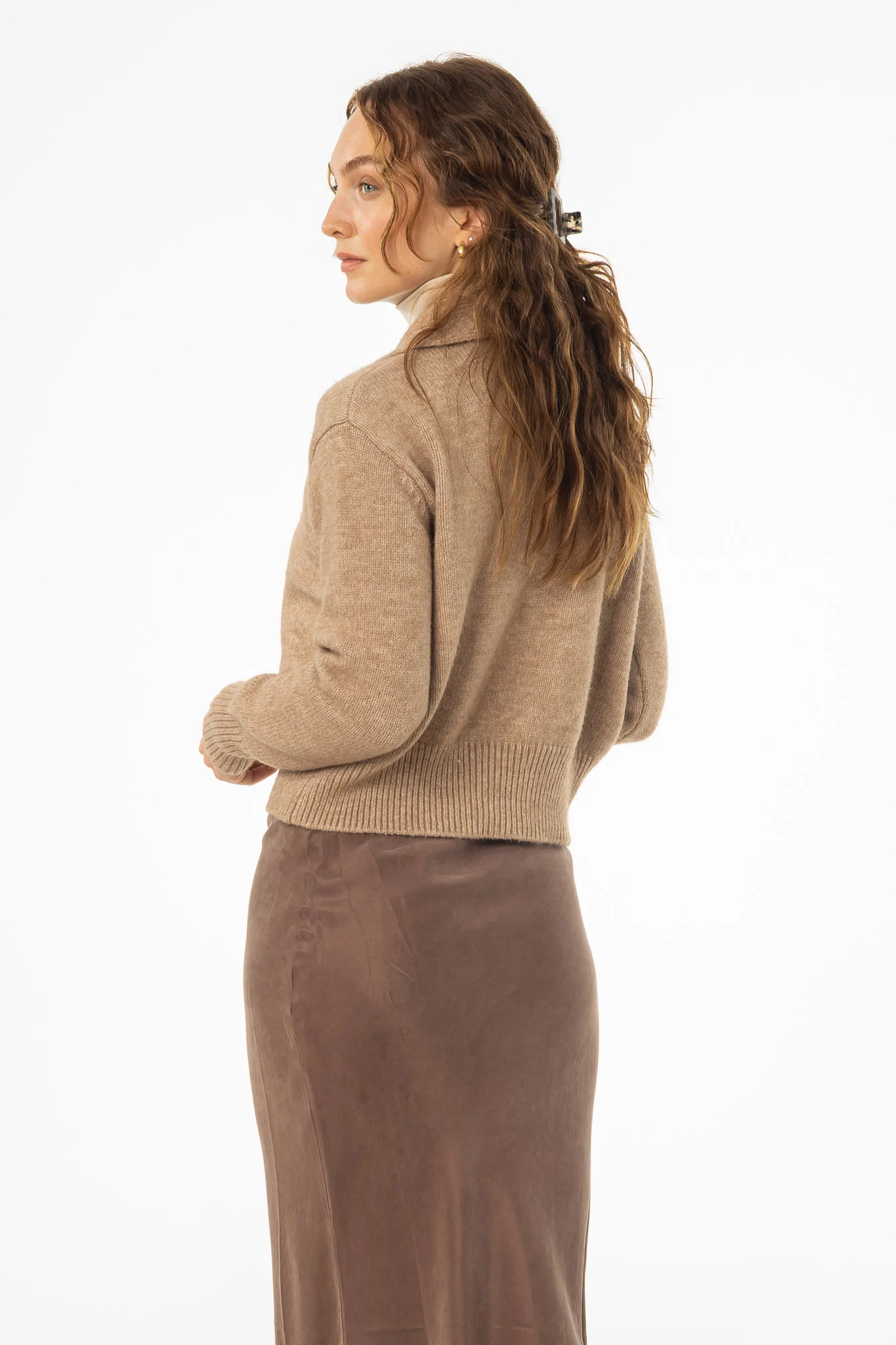 Tan Double Breasted Sweater - Image 5