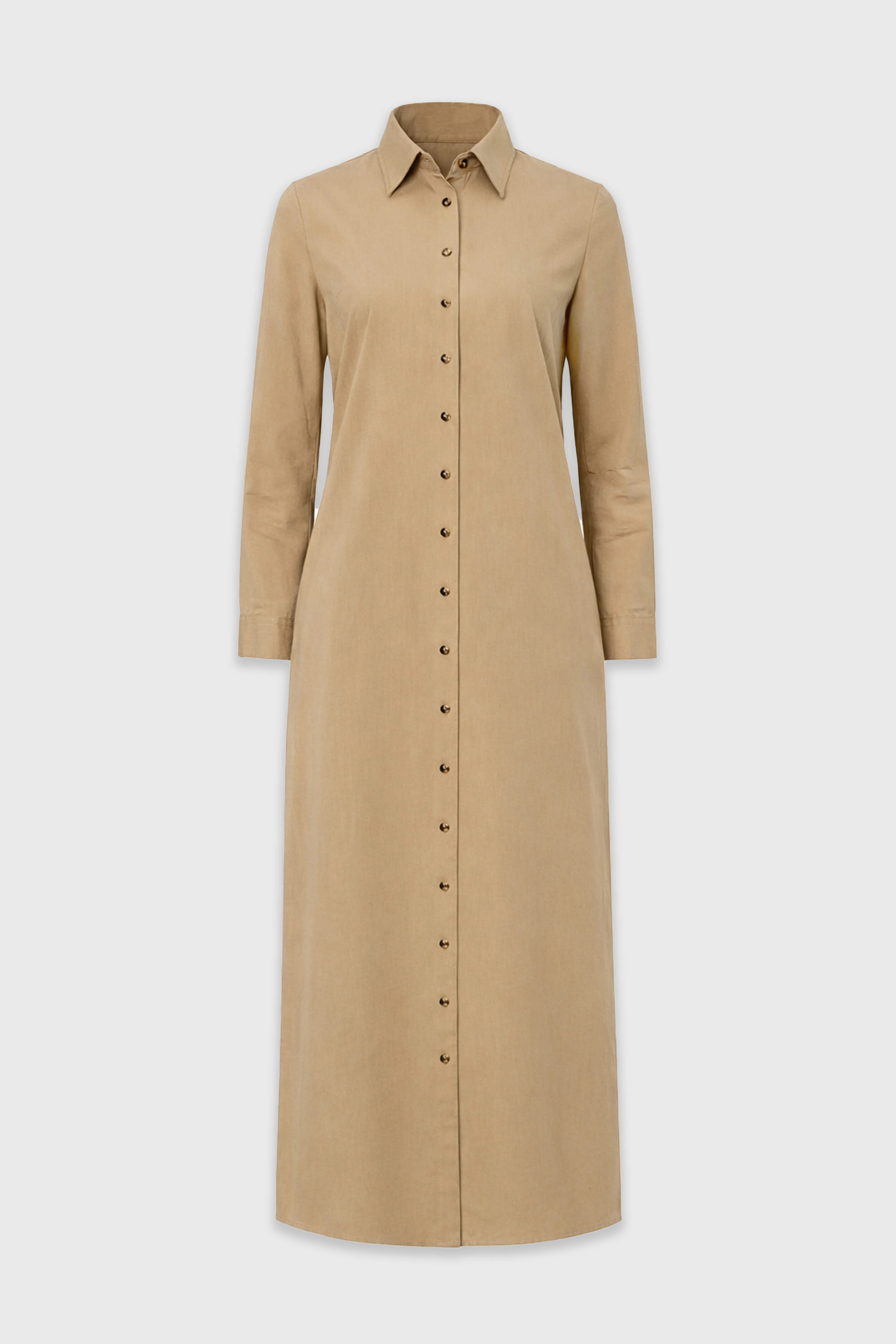 Tan Double Button Maxi Shirt Dress - Image 6