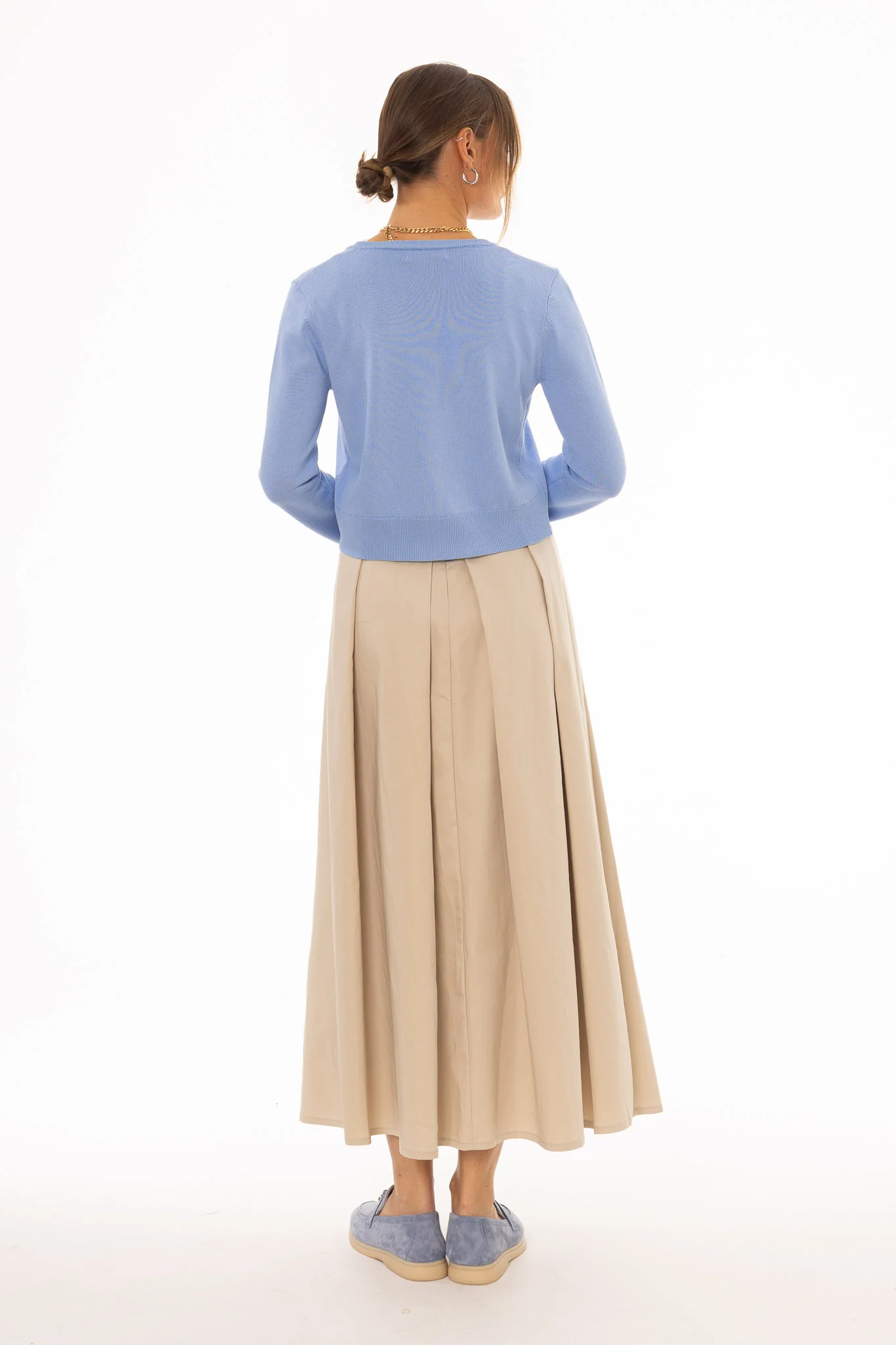 Tan Front Pleat Maxi Skirt - Image 4