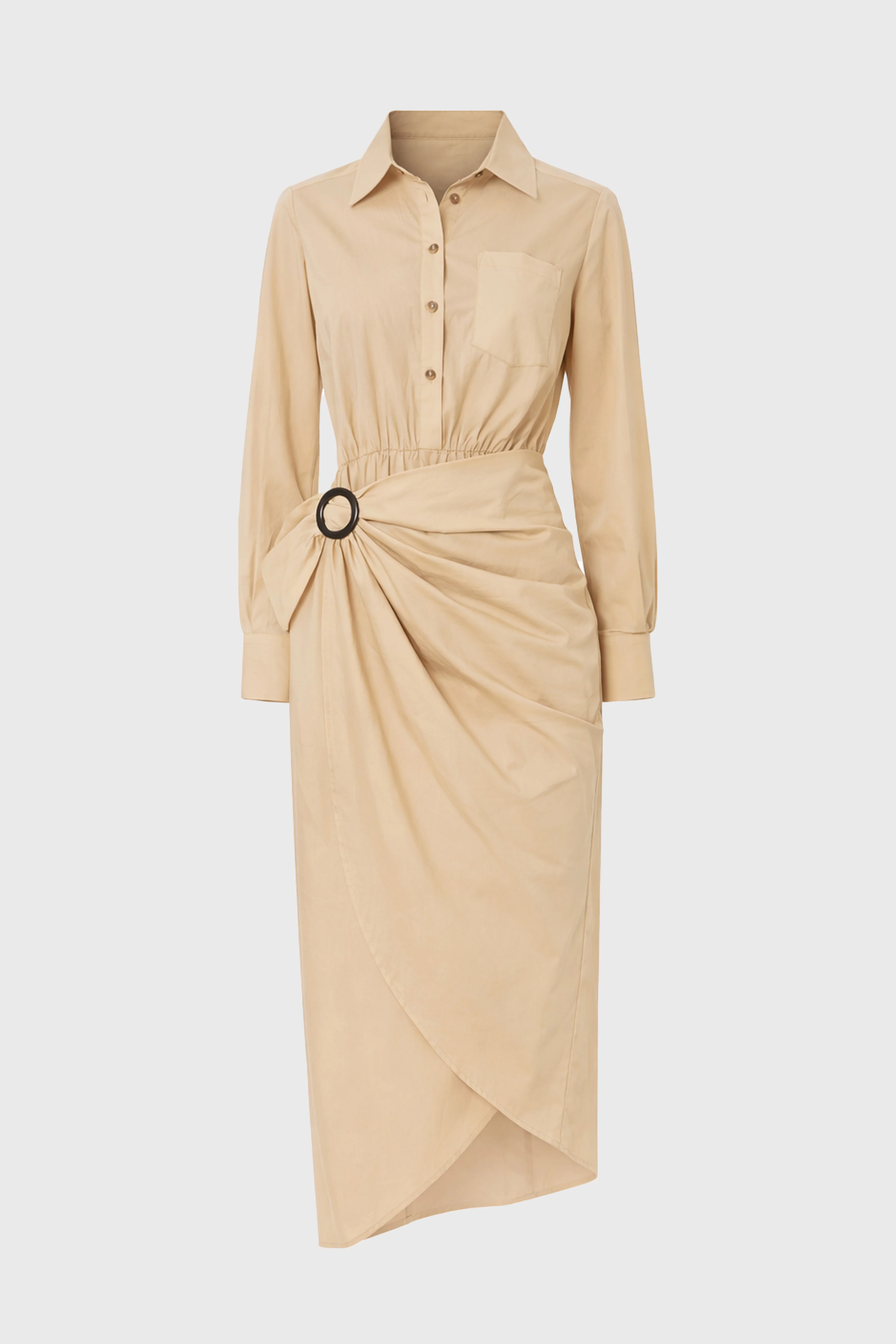 Tan Half Wrap Cotton Maxi Dress - Image 6