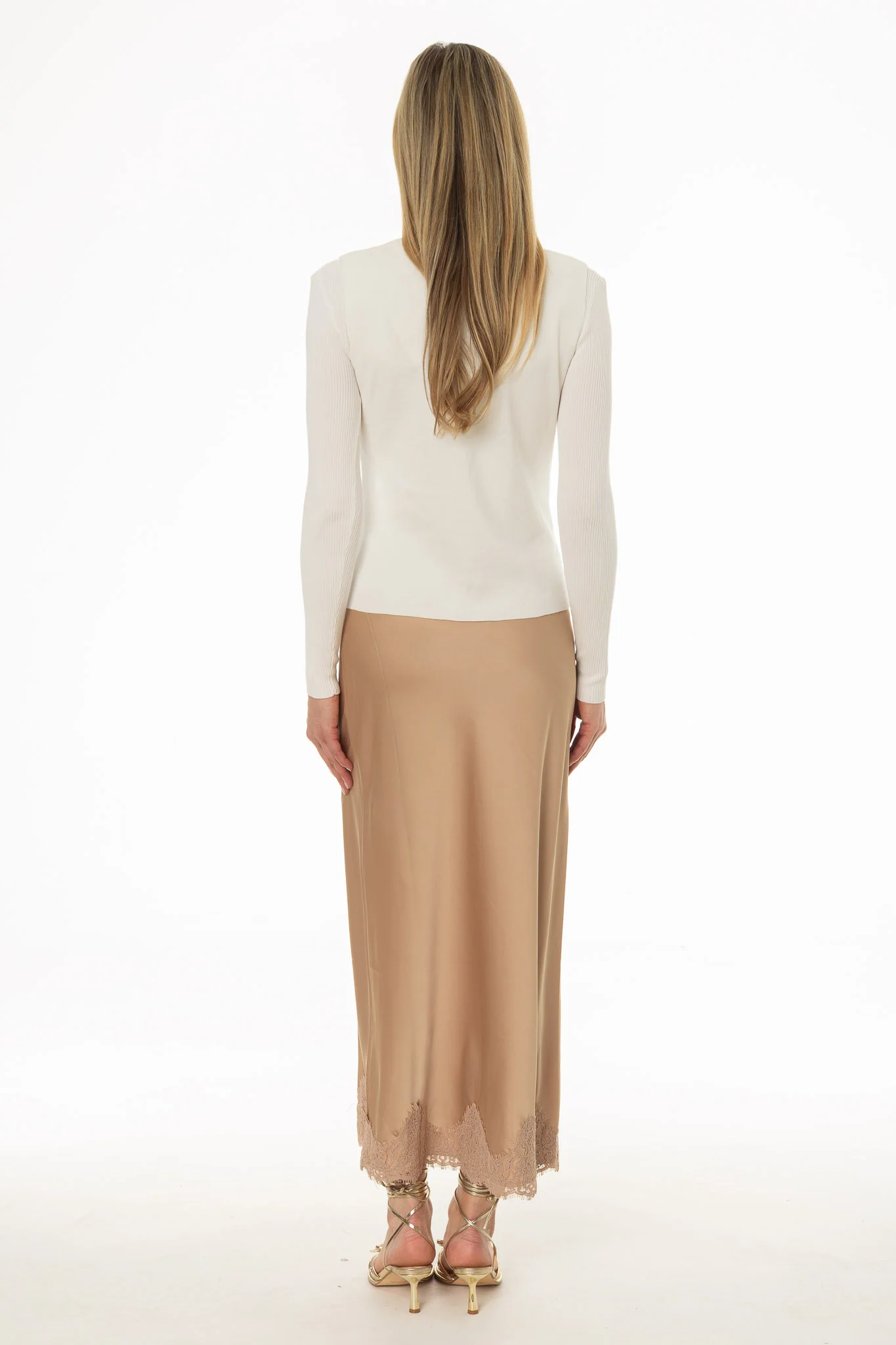 Tan Lace Trim Slip Skirt - Image 5