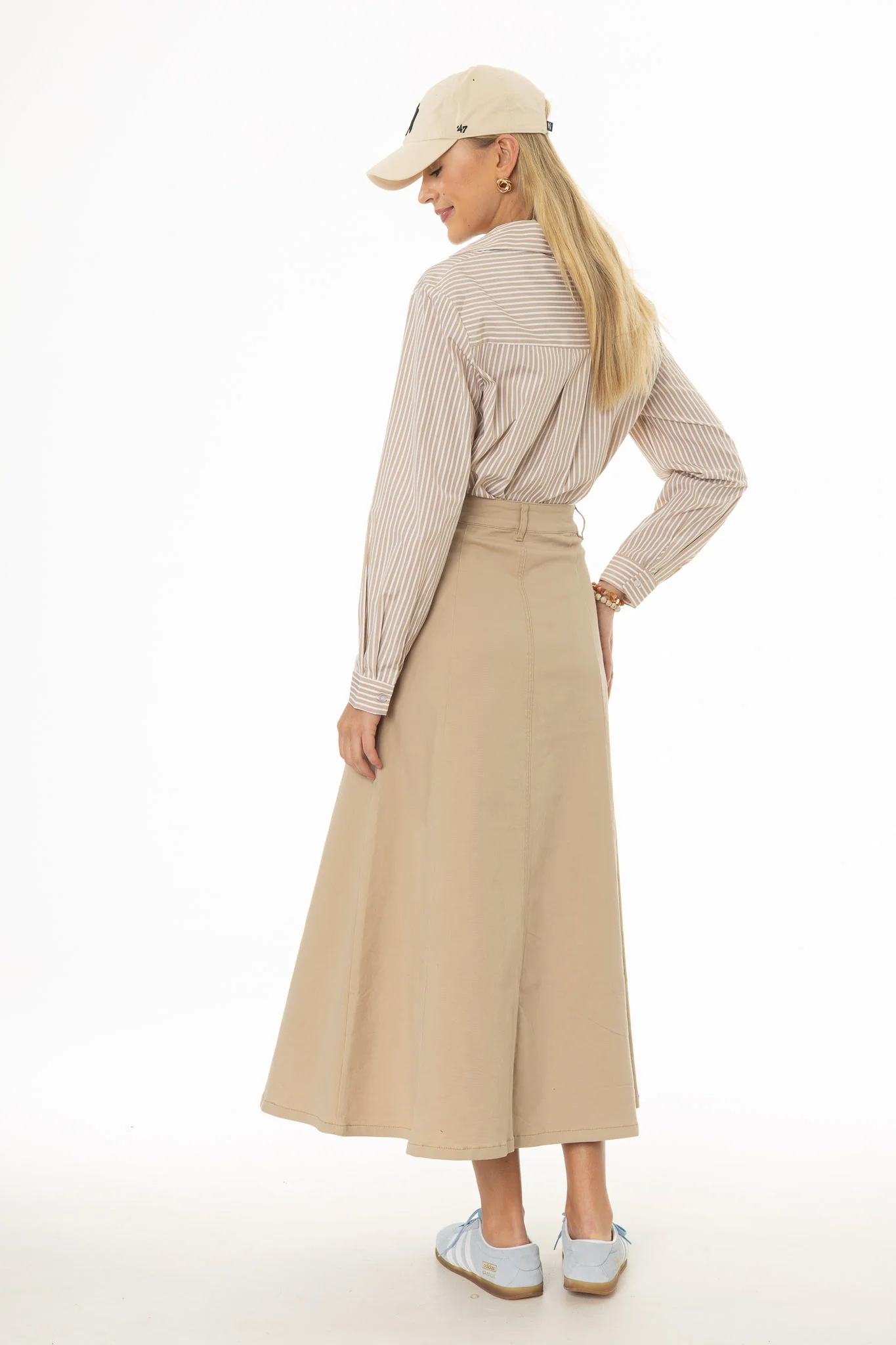 Tan Panel Flare Maxi Skirt - Image 4