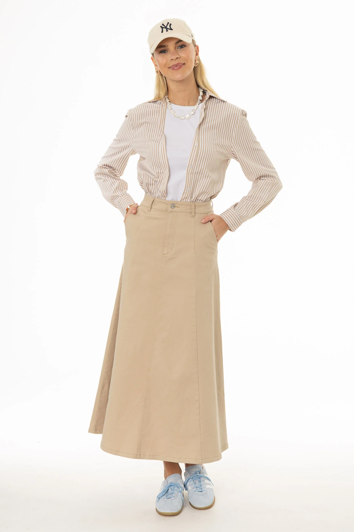 Tan Panel Flare Maxi Skirt - Image 5