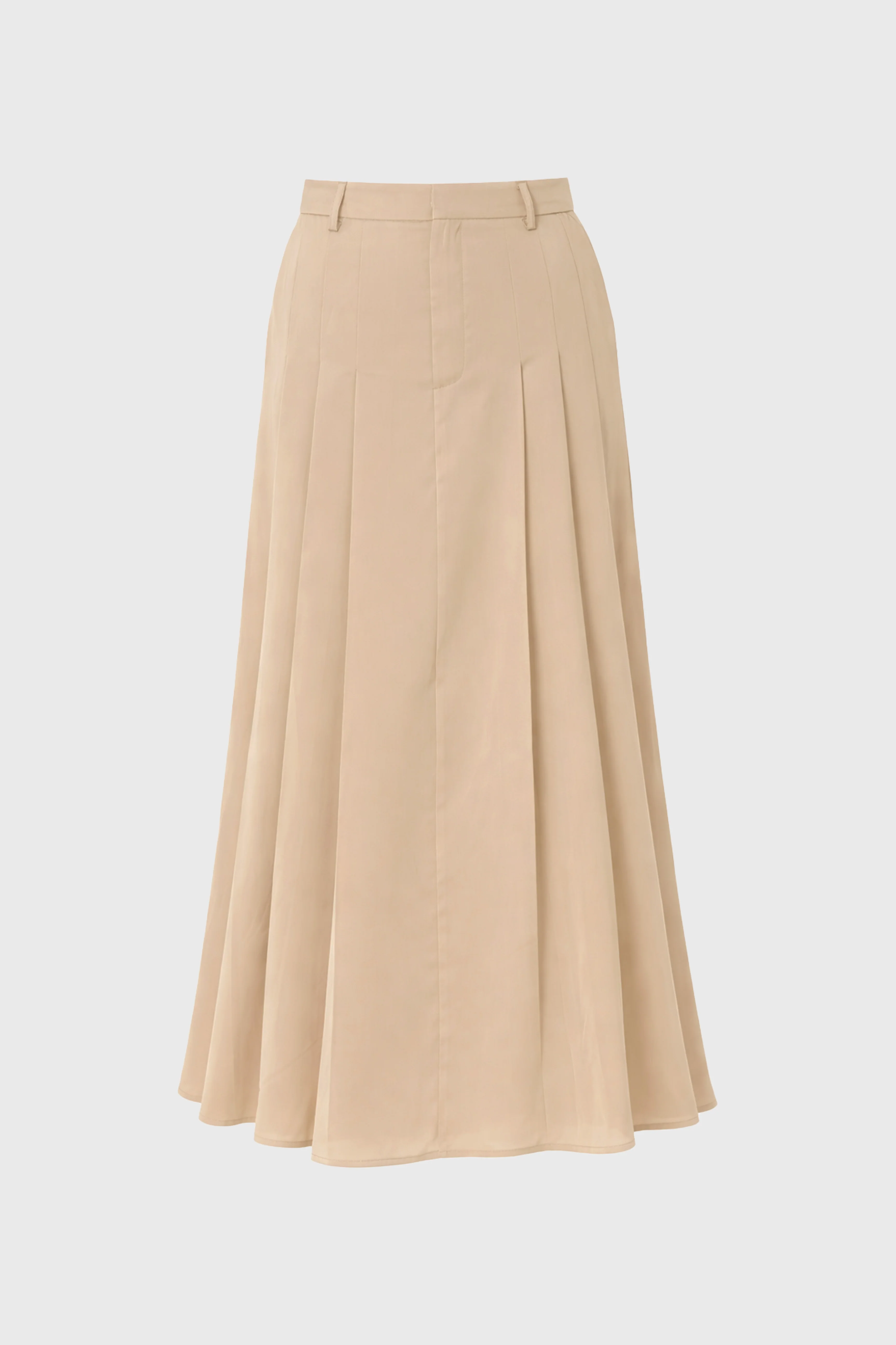 Tan Pleated Satin Maxi Skirt - Image 6