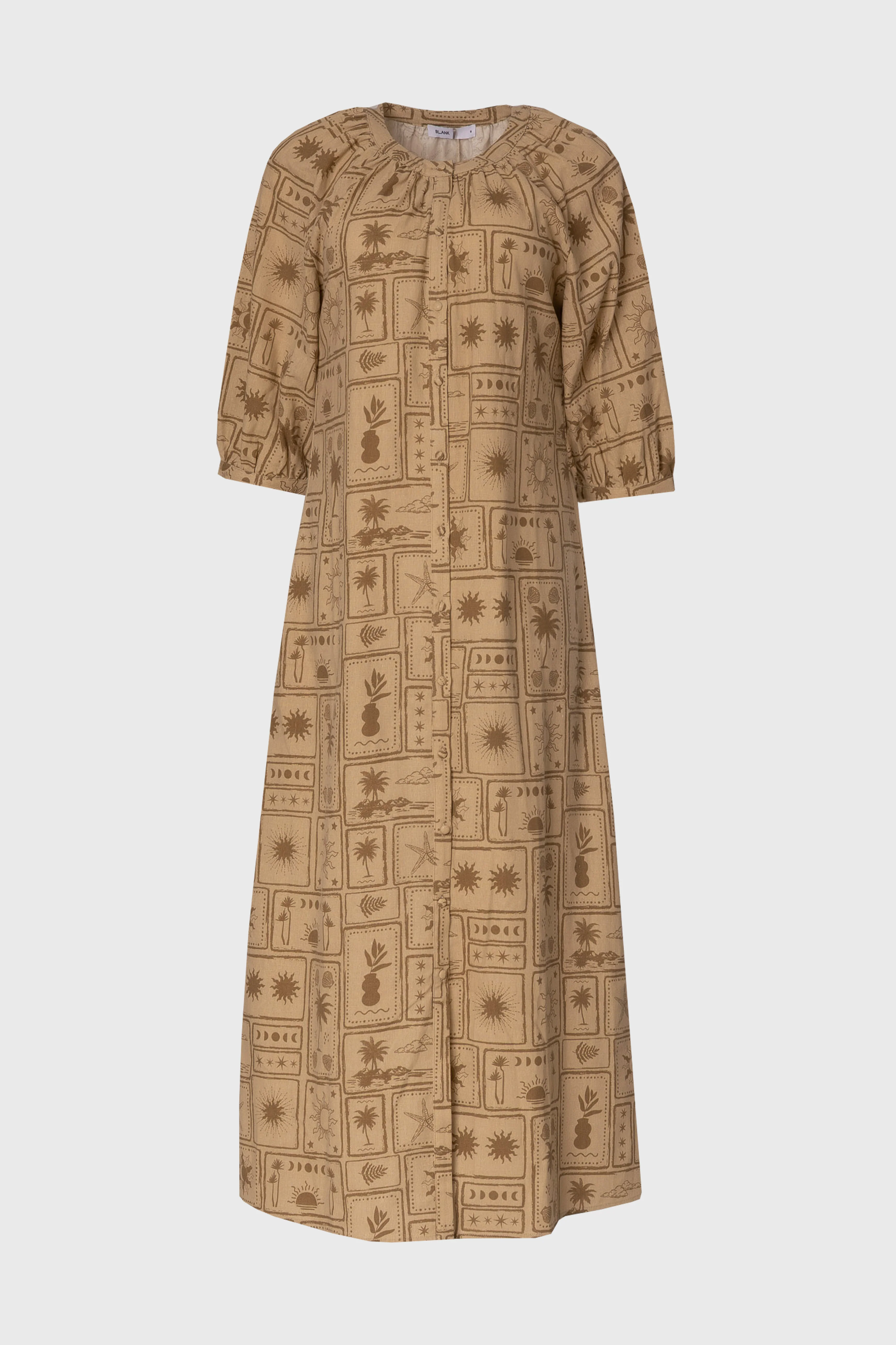 Tan Printed Button Down Maxi Dress - Image 6