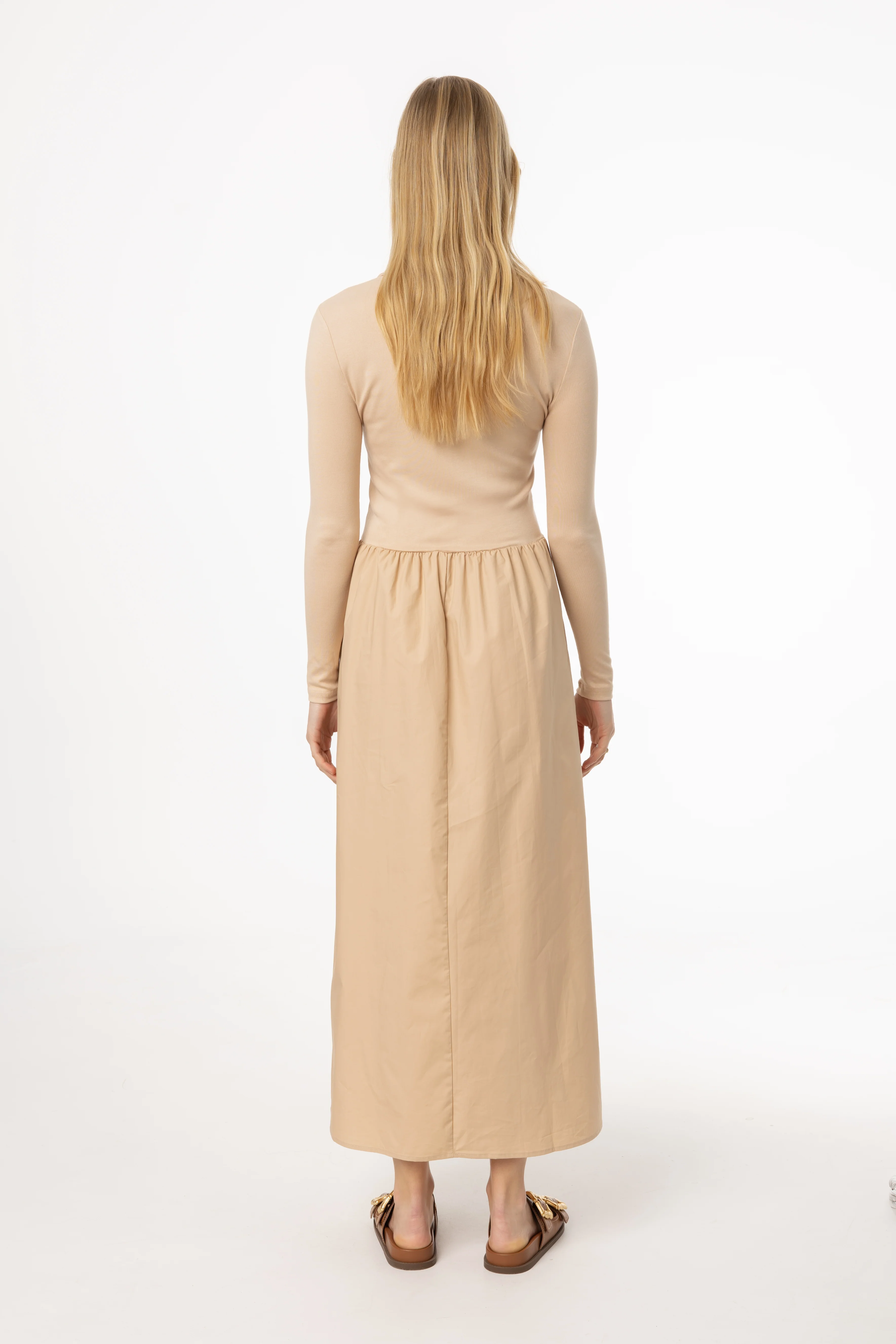 Tan Quarter Zip Maxi Dress - Image 3