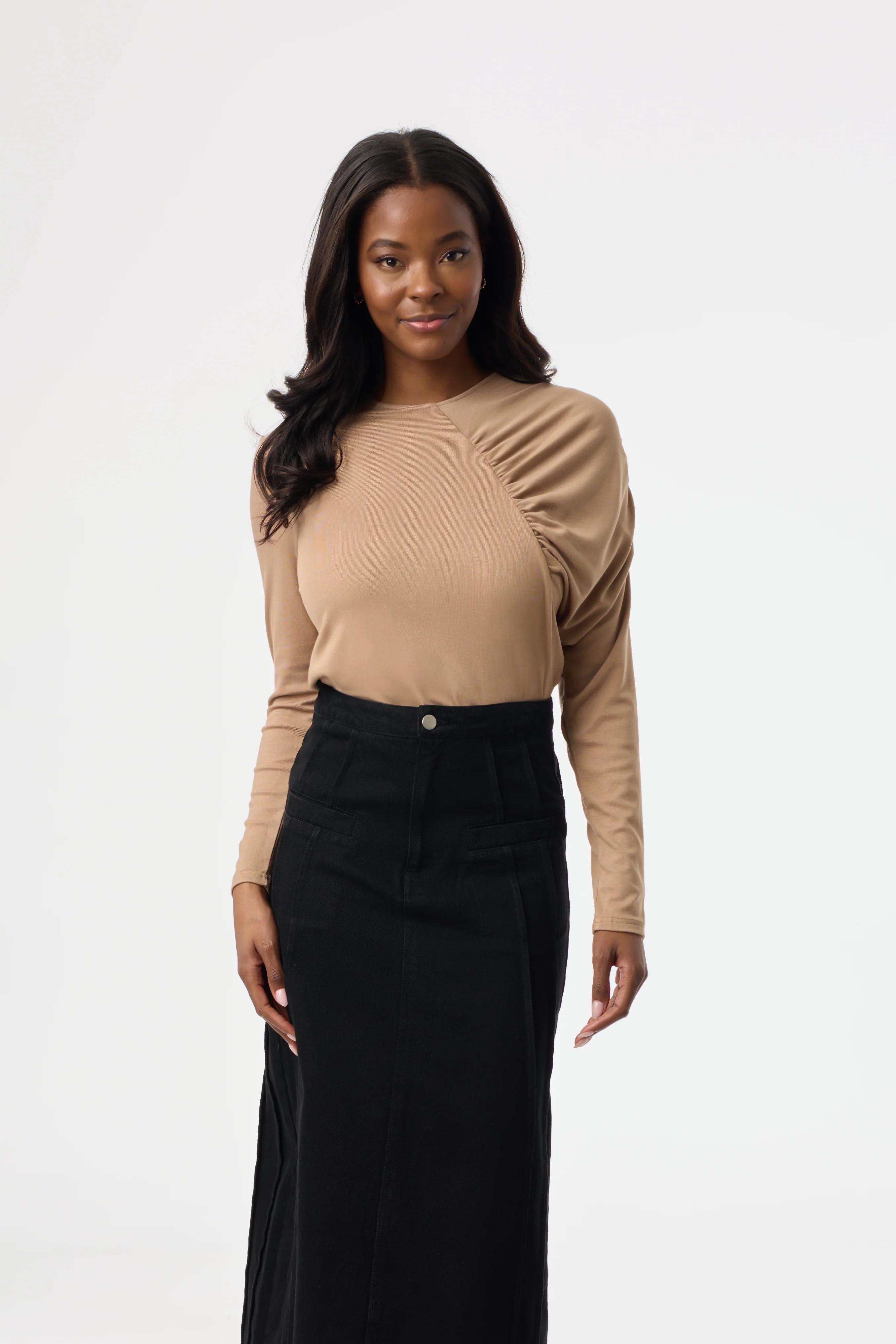 Tan Side Ruched Top - Image 4