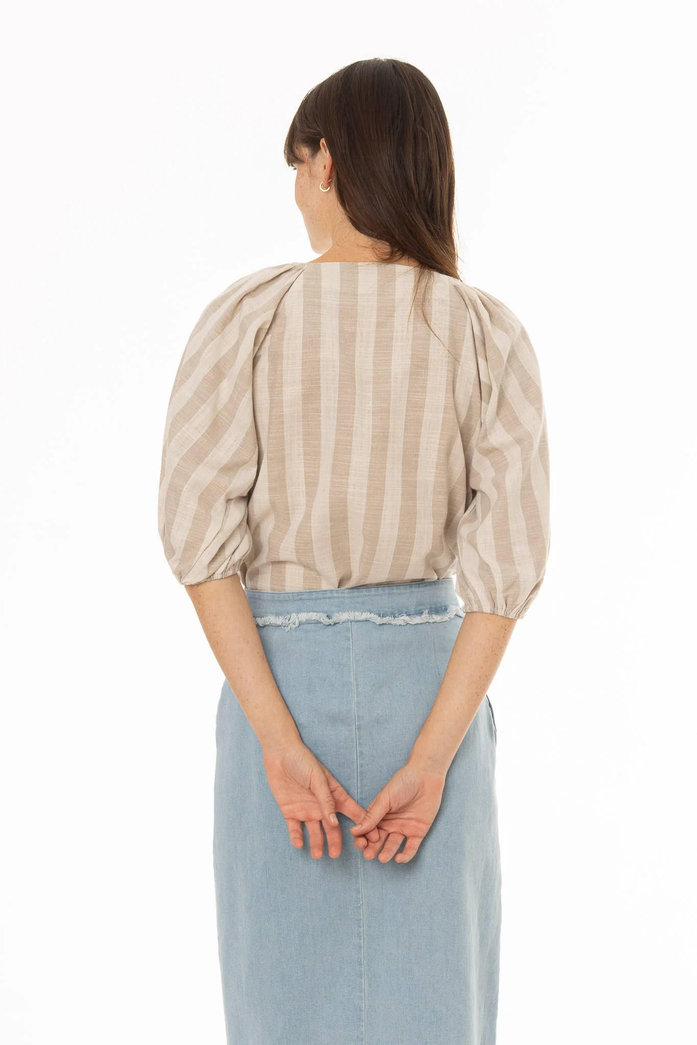 Tan Square Neck Linen Top - Image 4