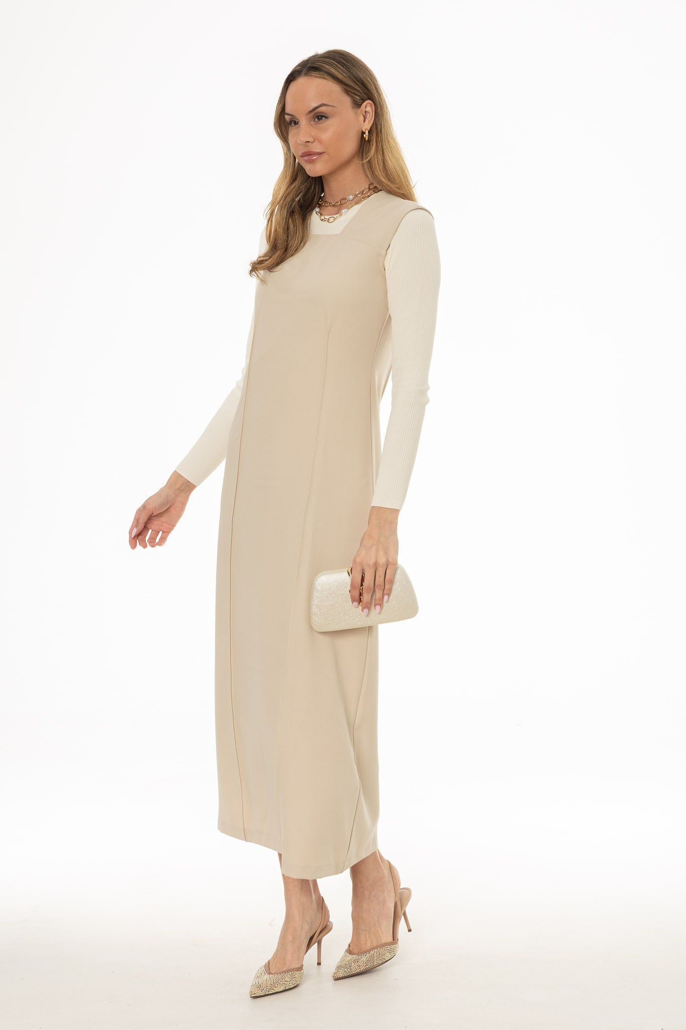Tan Square Neck Maxi Jumper - Image 3