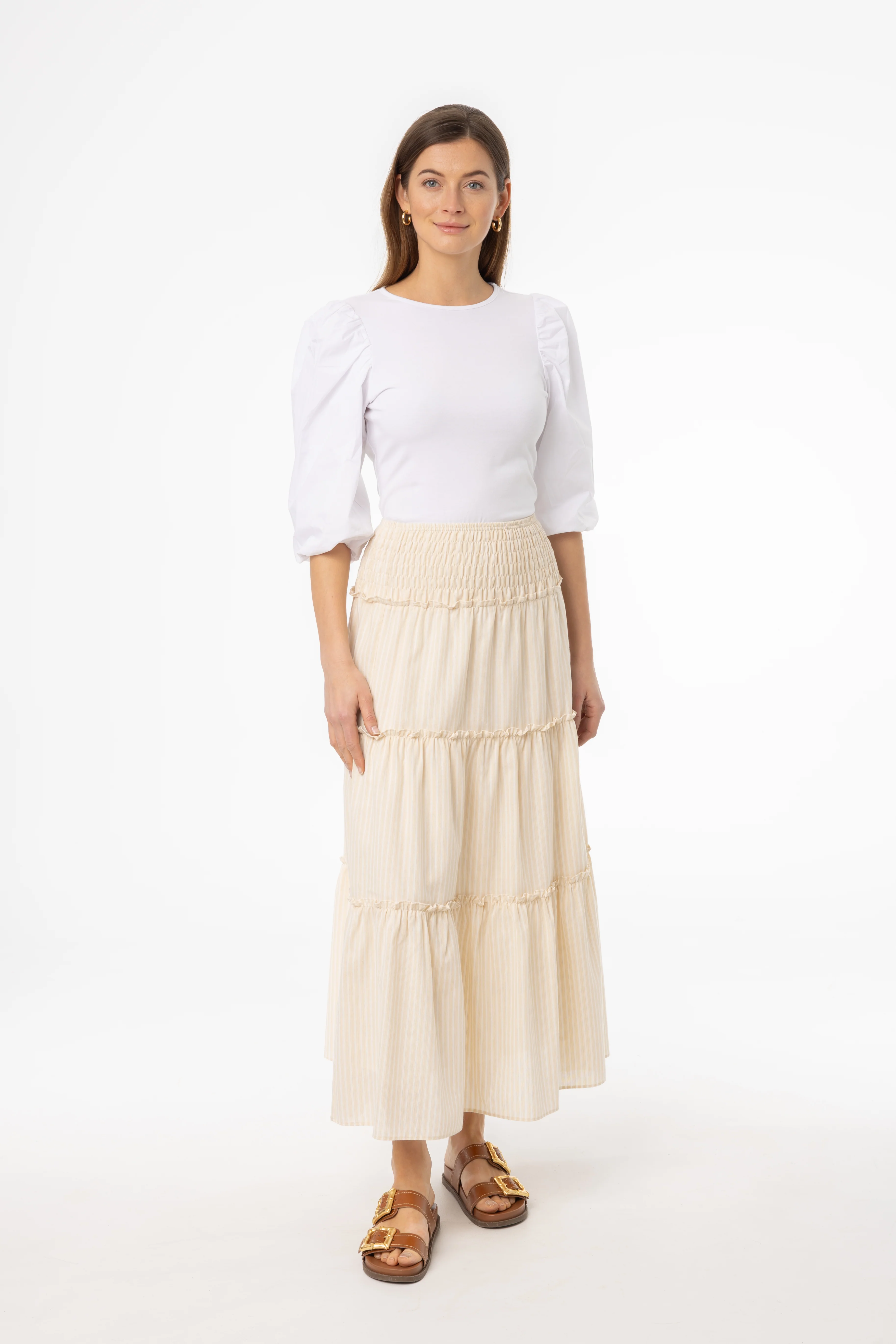 Tan Striped Maxi Skirt - Image 4