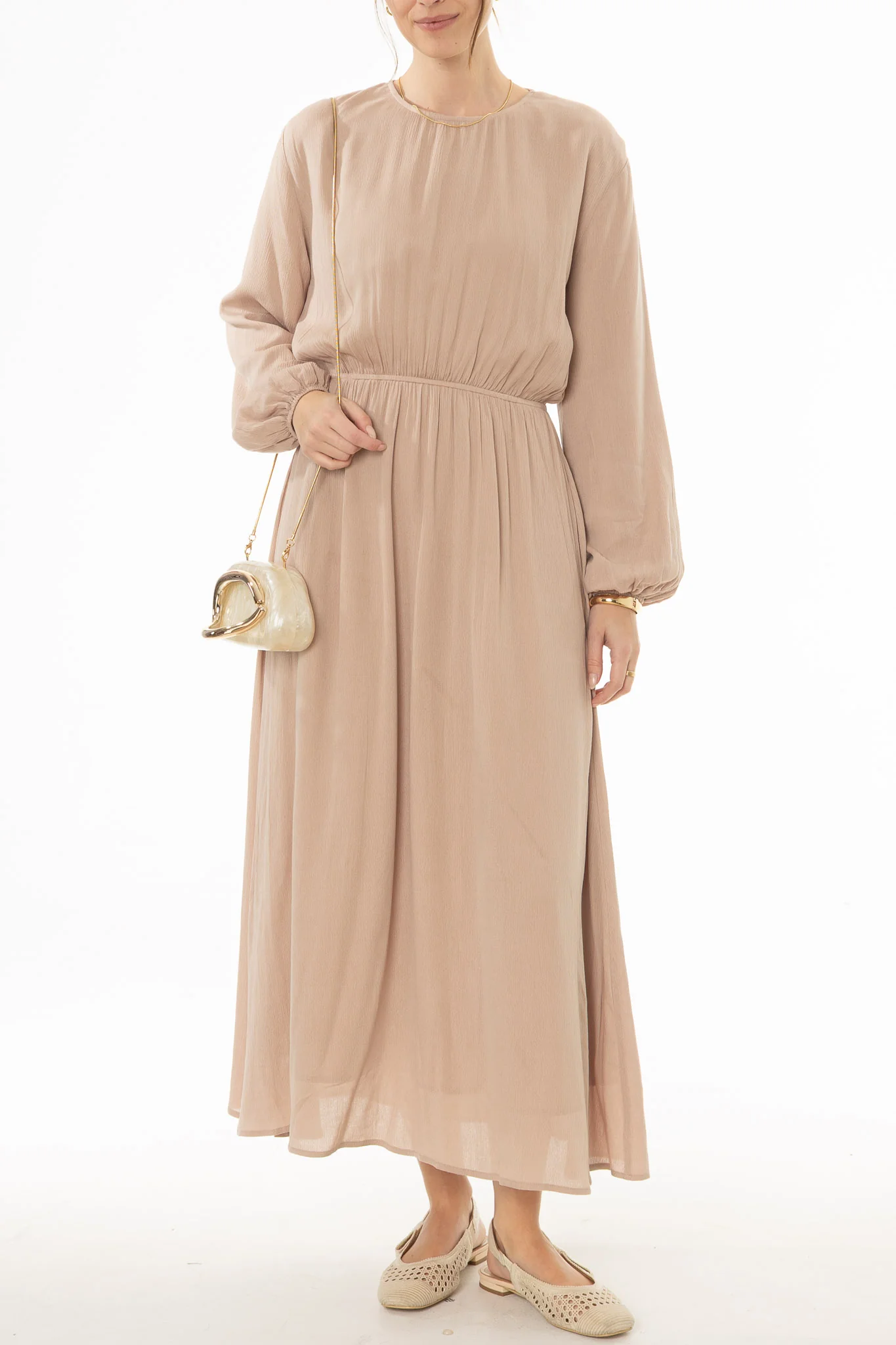 Tan Waisted Maxi Dress - Image 2