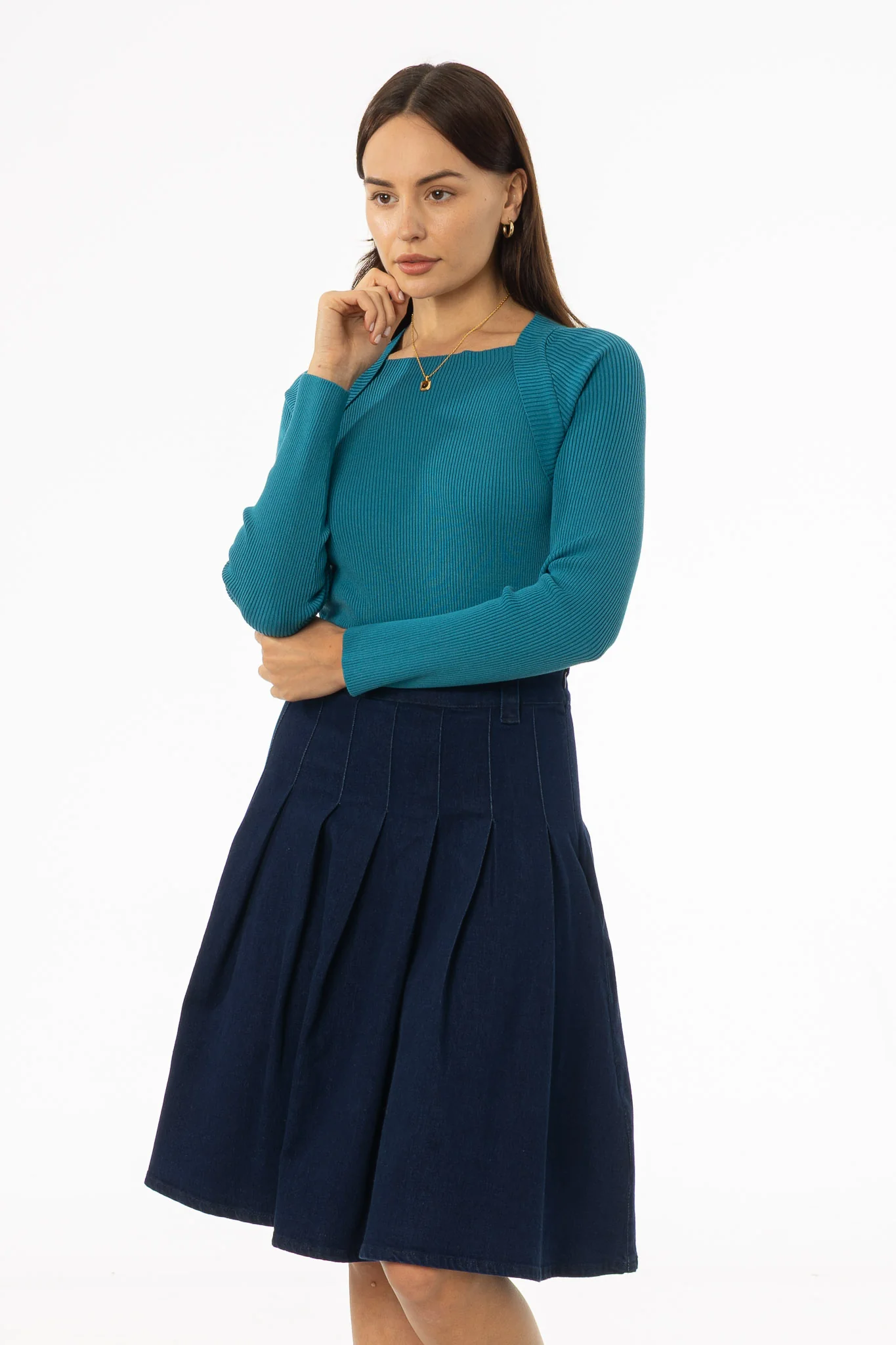 Teal Faux Shrug Knit Top - Image 4