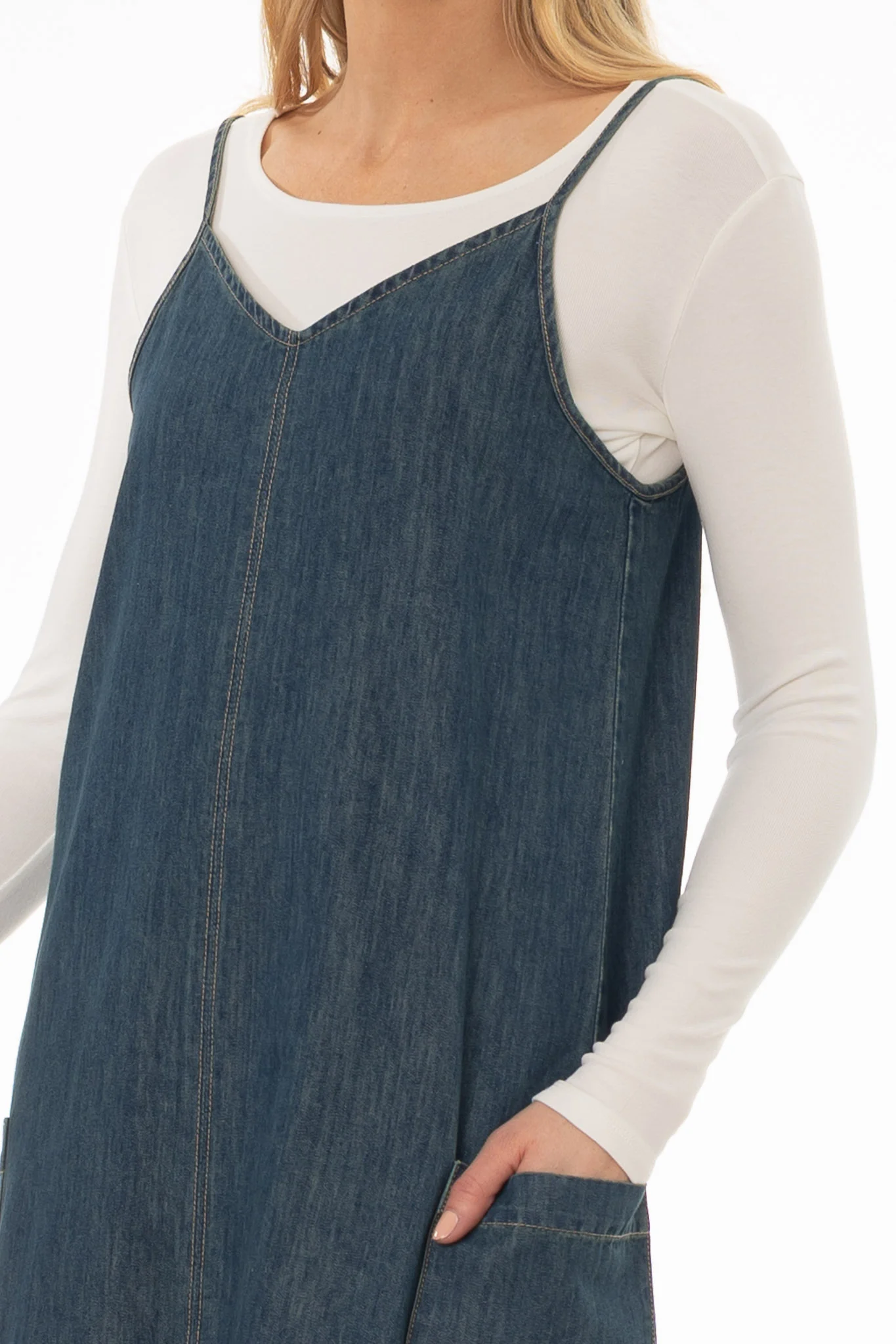 Vintage Blue Cargo Denim Maxi Jumper - Image 2