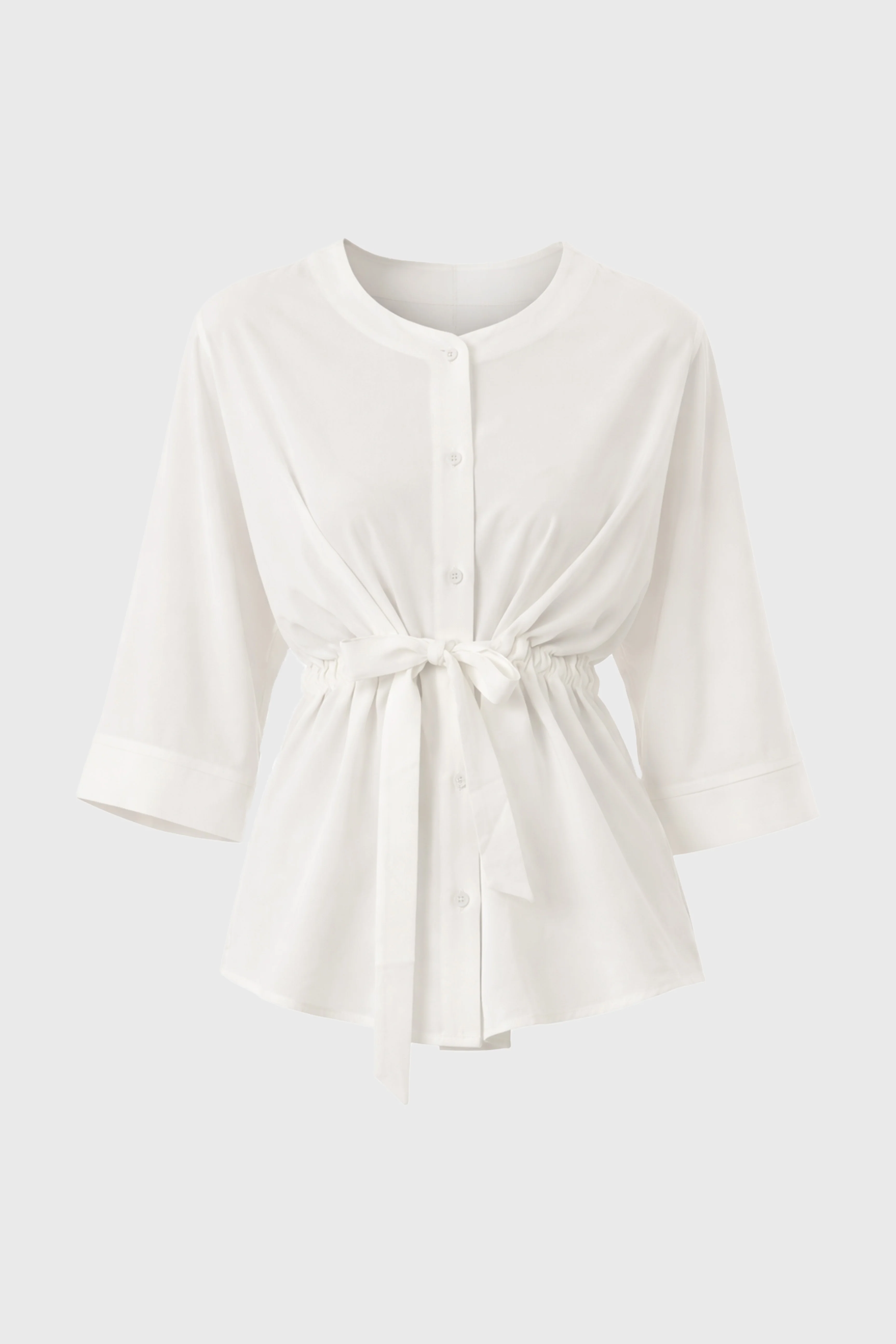 White 3/4 Sleeve Tie Blouse - Image 6