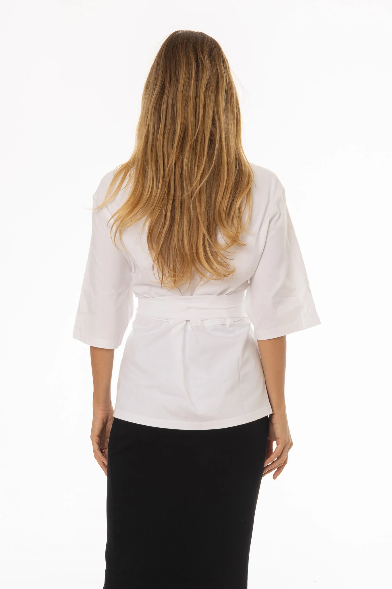 White 3/4 Sleeve Wrap Shirt - Image 4