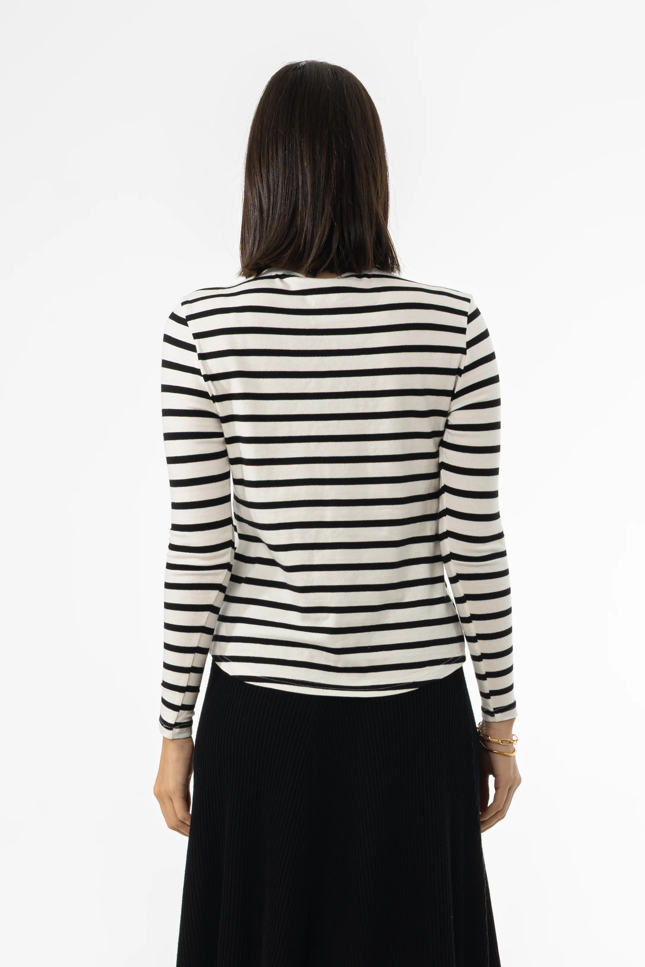 White and Black Striped Knit Top - Image 3