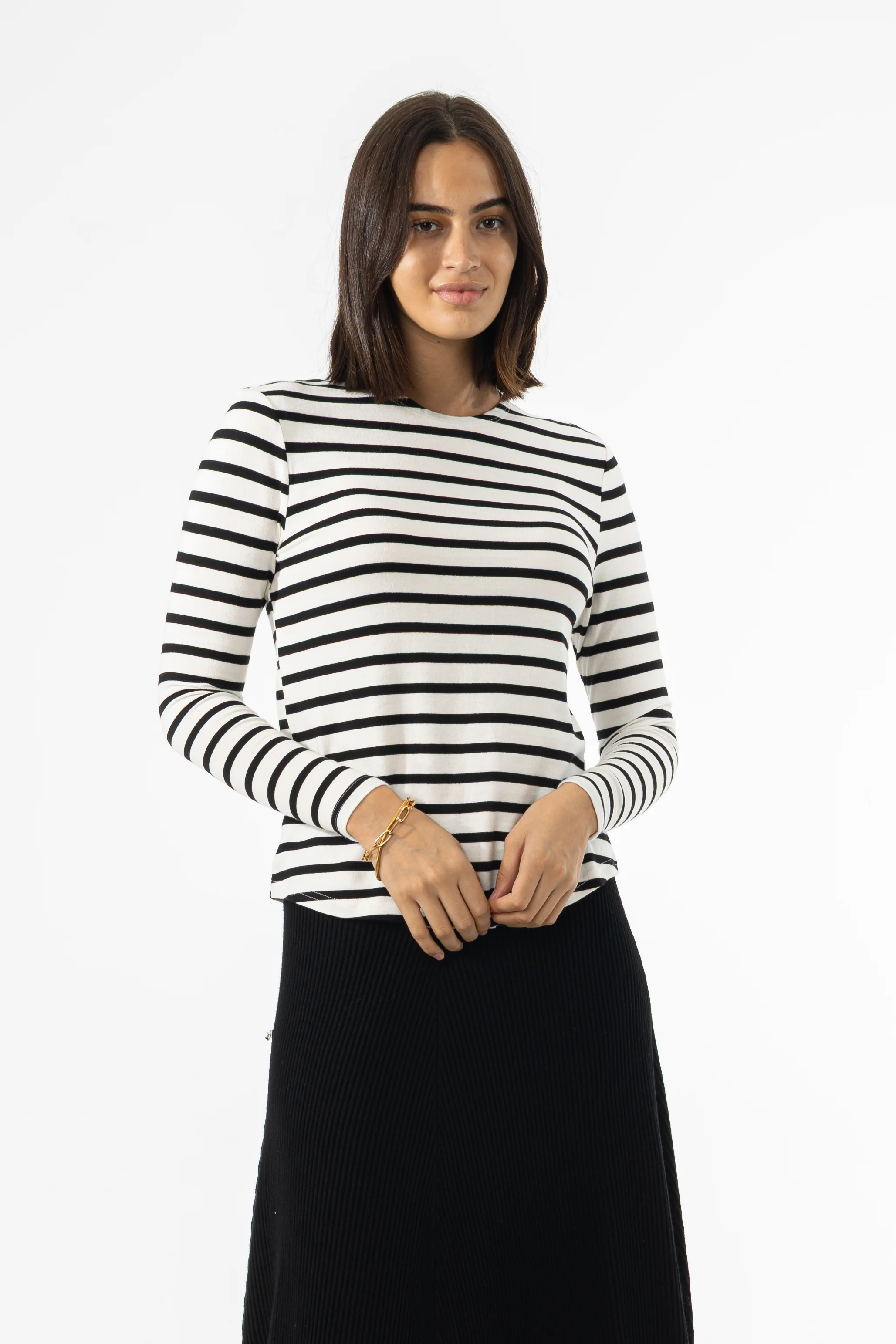 White and Black Striped Knit Top - Image 4