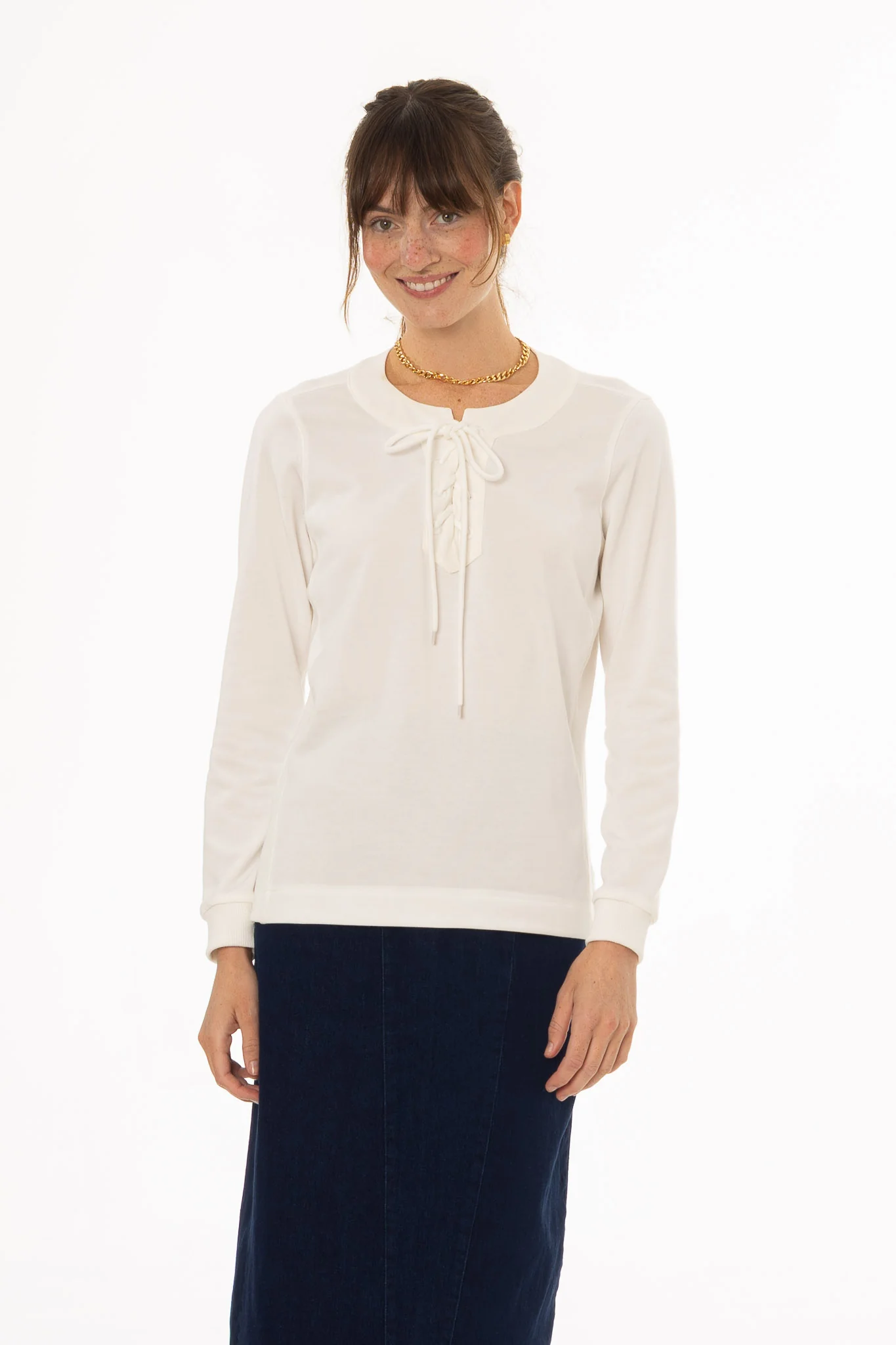 White Classic Crew Tie T-Shirt - Image 3