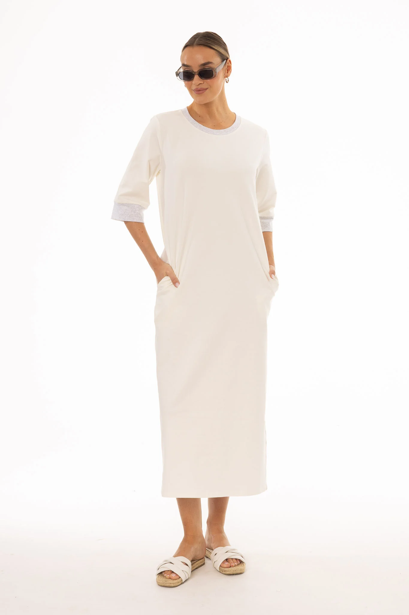 White Contrast T-Shirt Dress