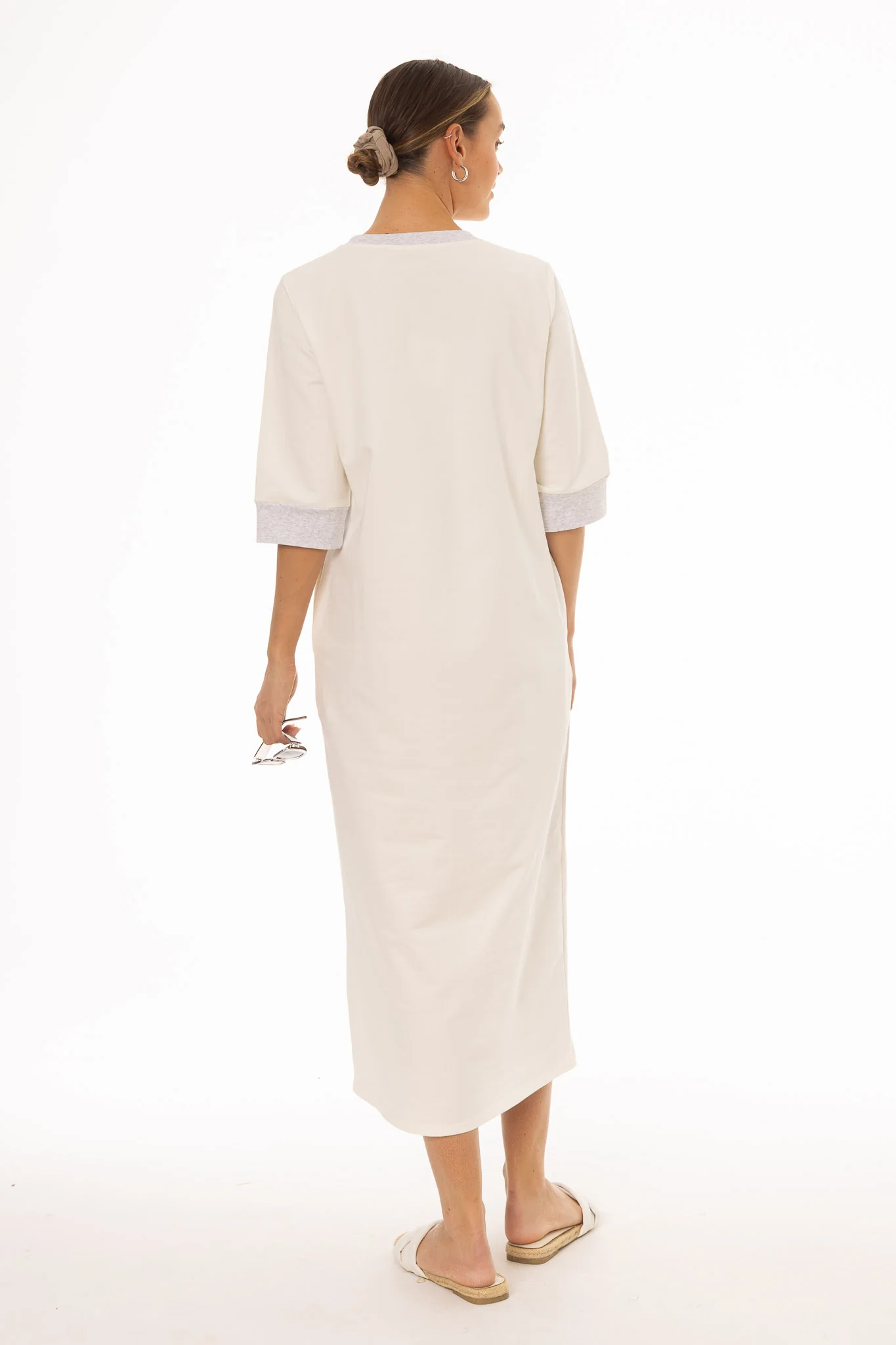 White Contrast T-Shirt Dress - Image 4