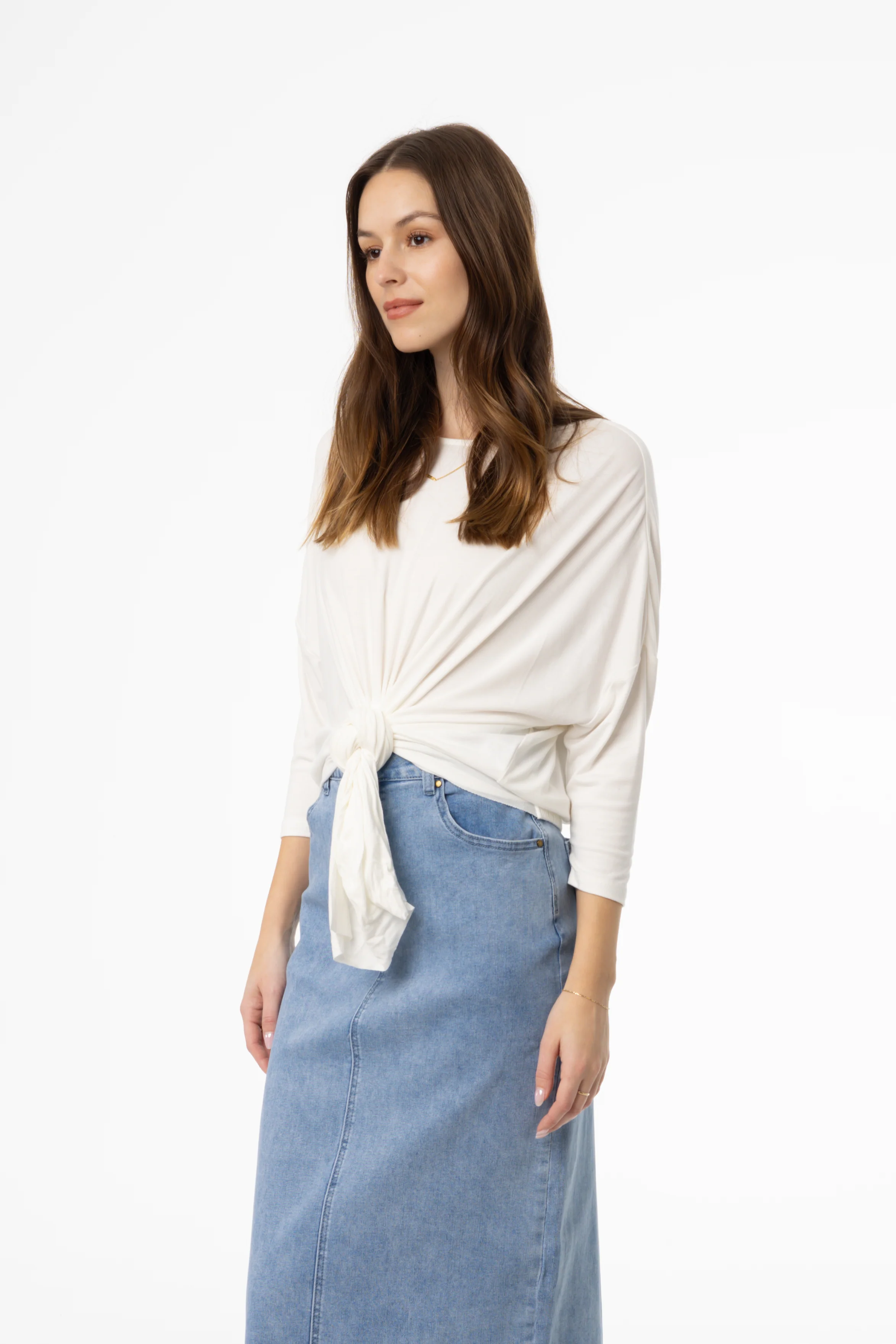 White Dolman Tie Knot Tee - Image 2