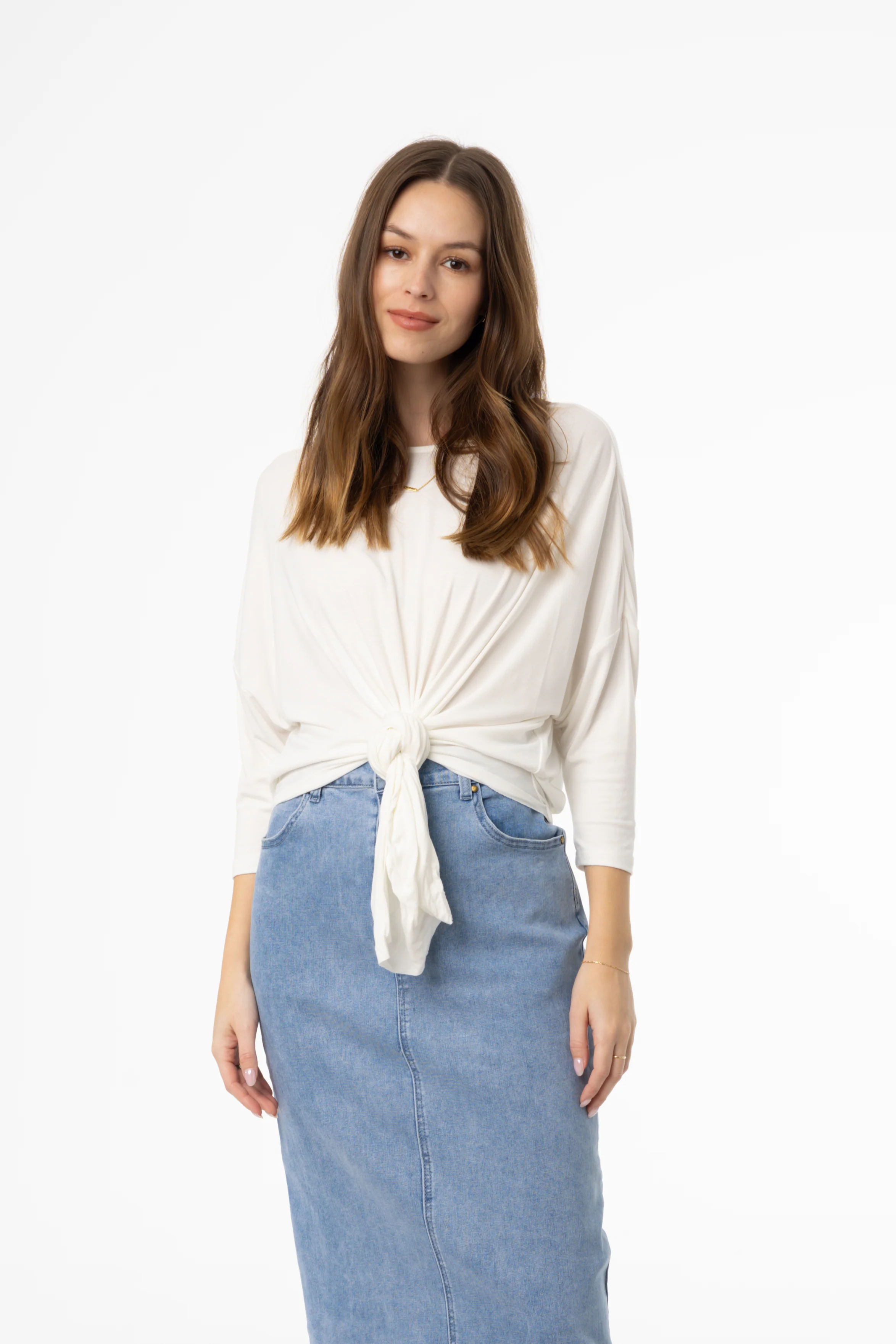 White Dolman Tie Knot Tee - Image 4
