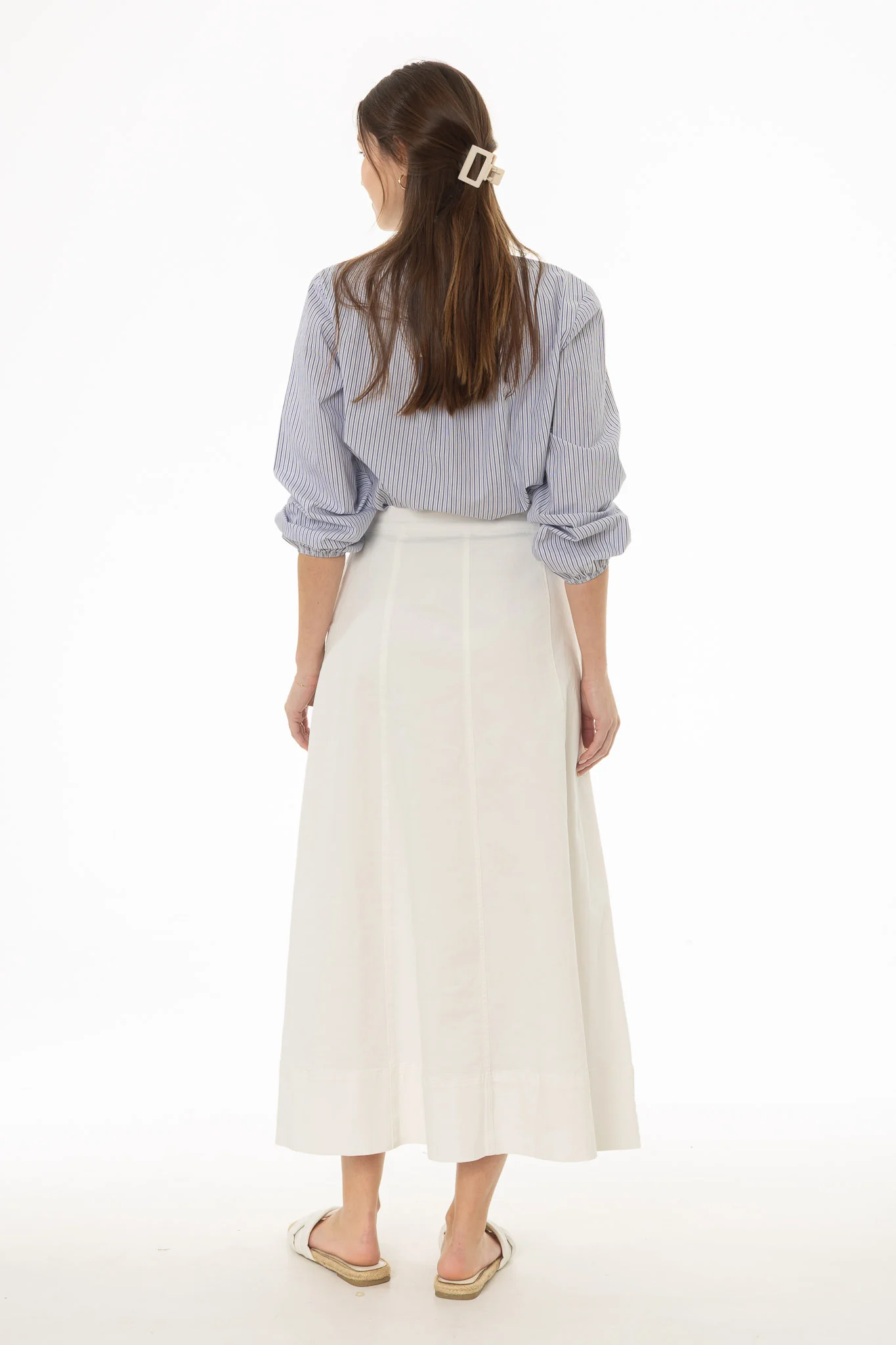 White Double Button A-Line Maxi Skirt - Image 4