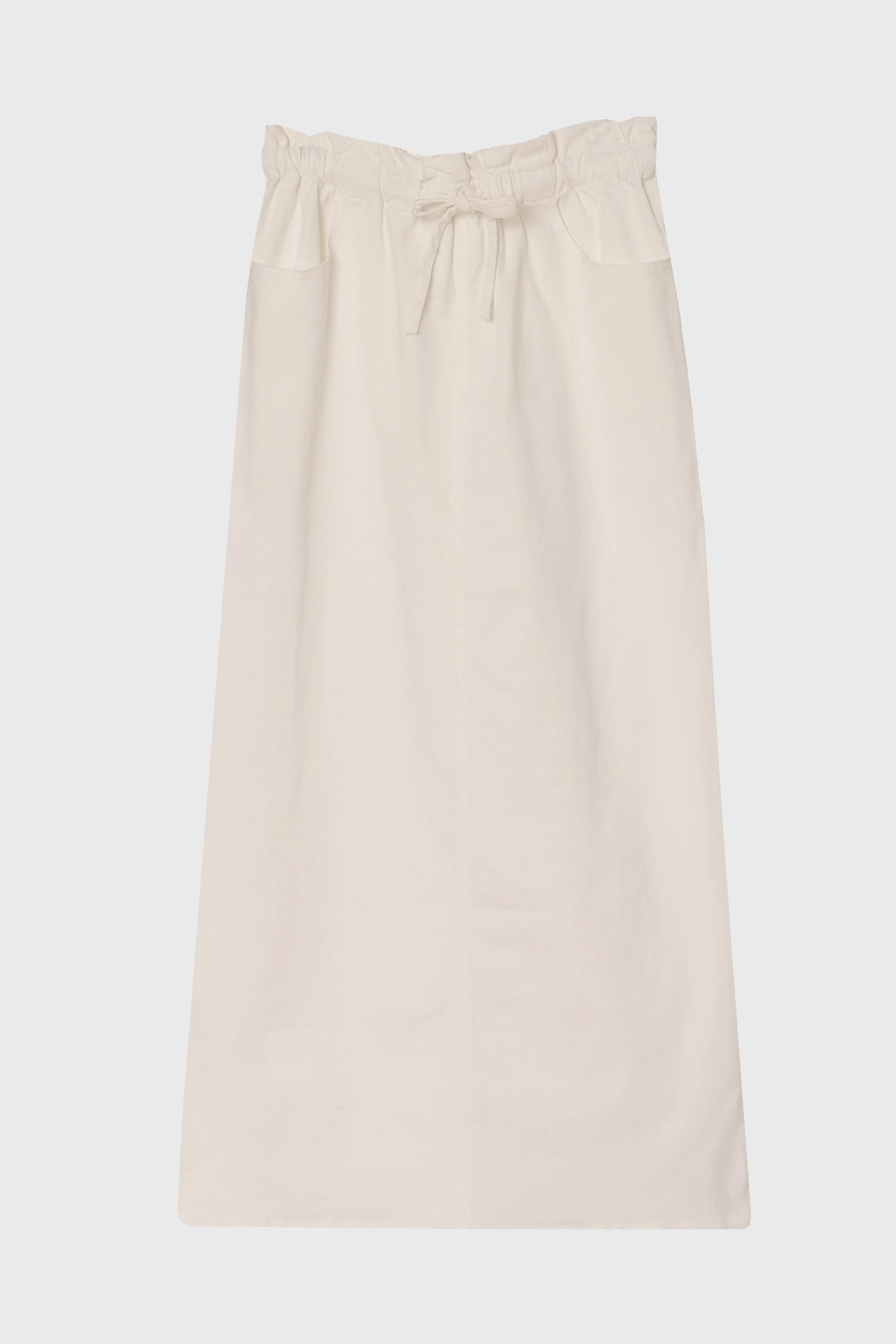 White Drawstring Denim Maxi Skirt - Image 6