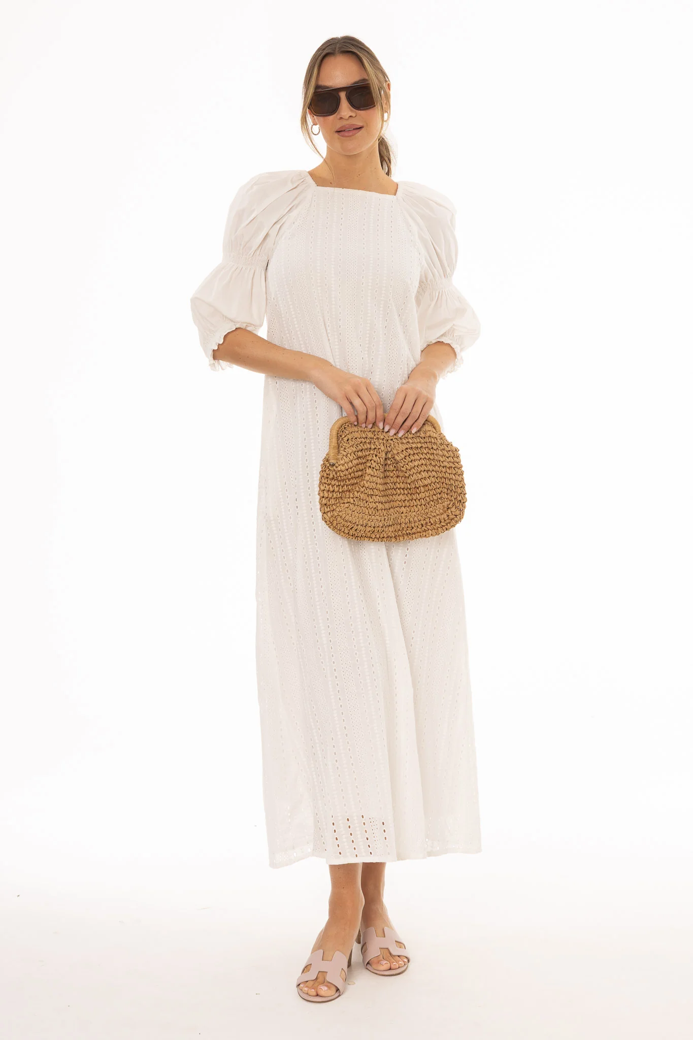 White Eyelet Maxi Dress