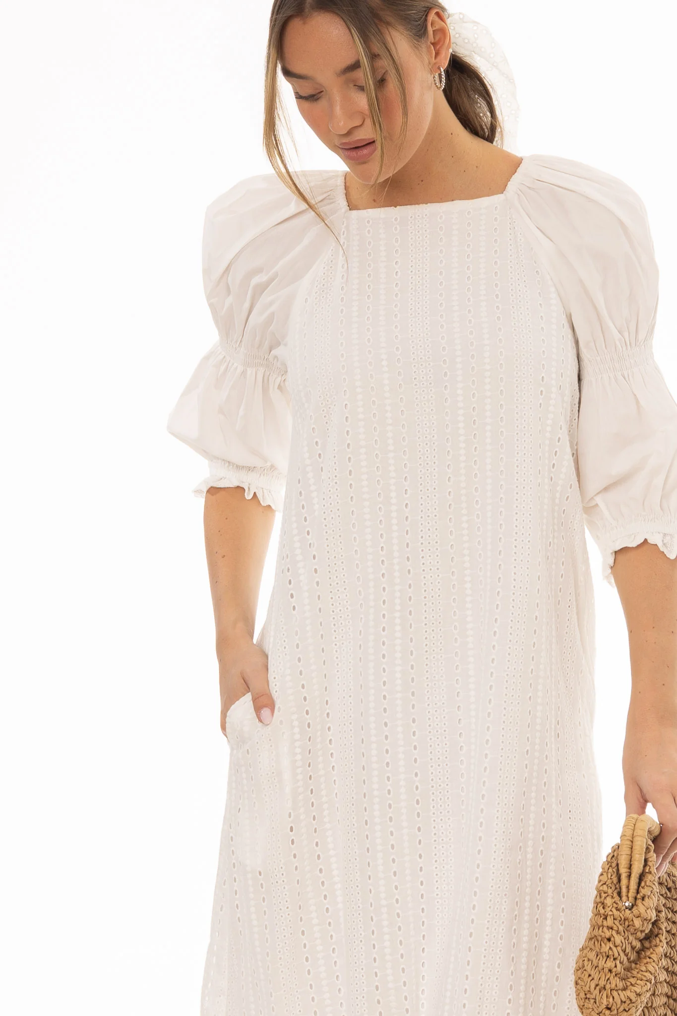 White Eyelet Maxi Dress - Image 2