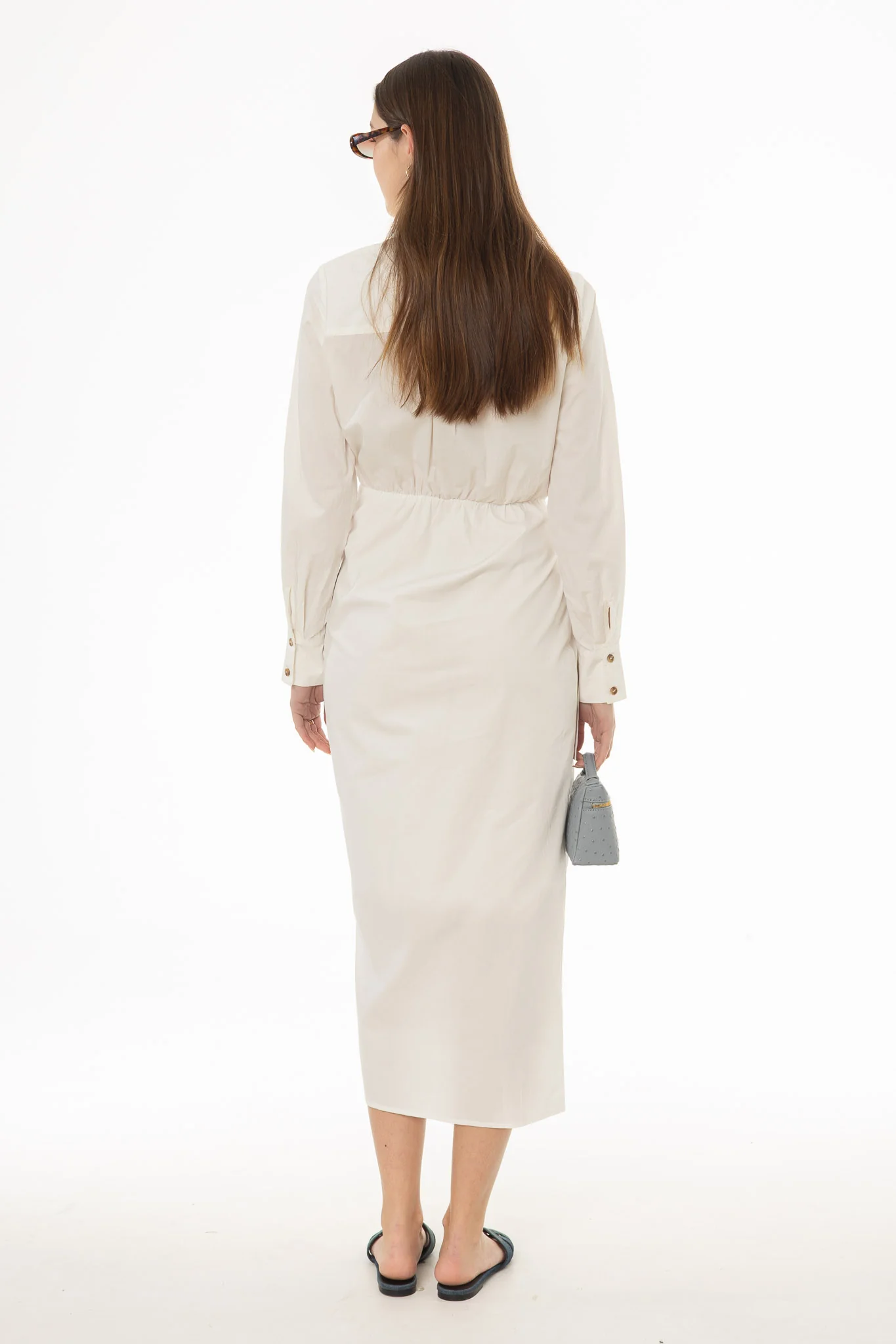 White Half Wrap Cotton Maxi Dress - Image 4