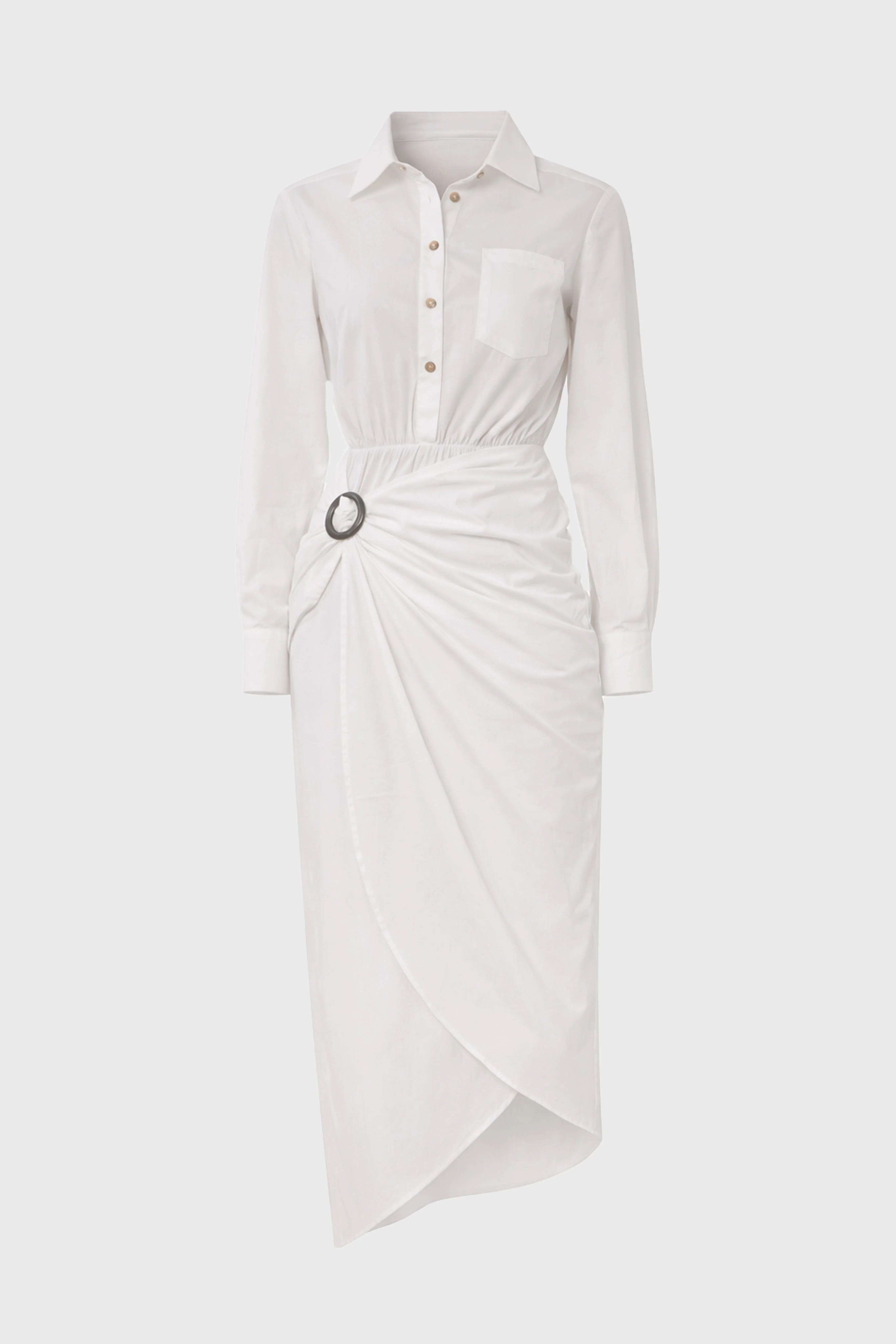 White Half Wrap Cotton Maxi Dress - Image 6