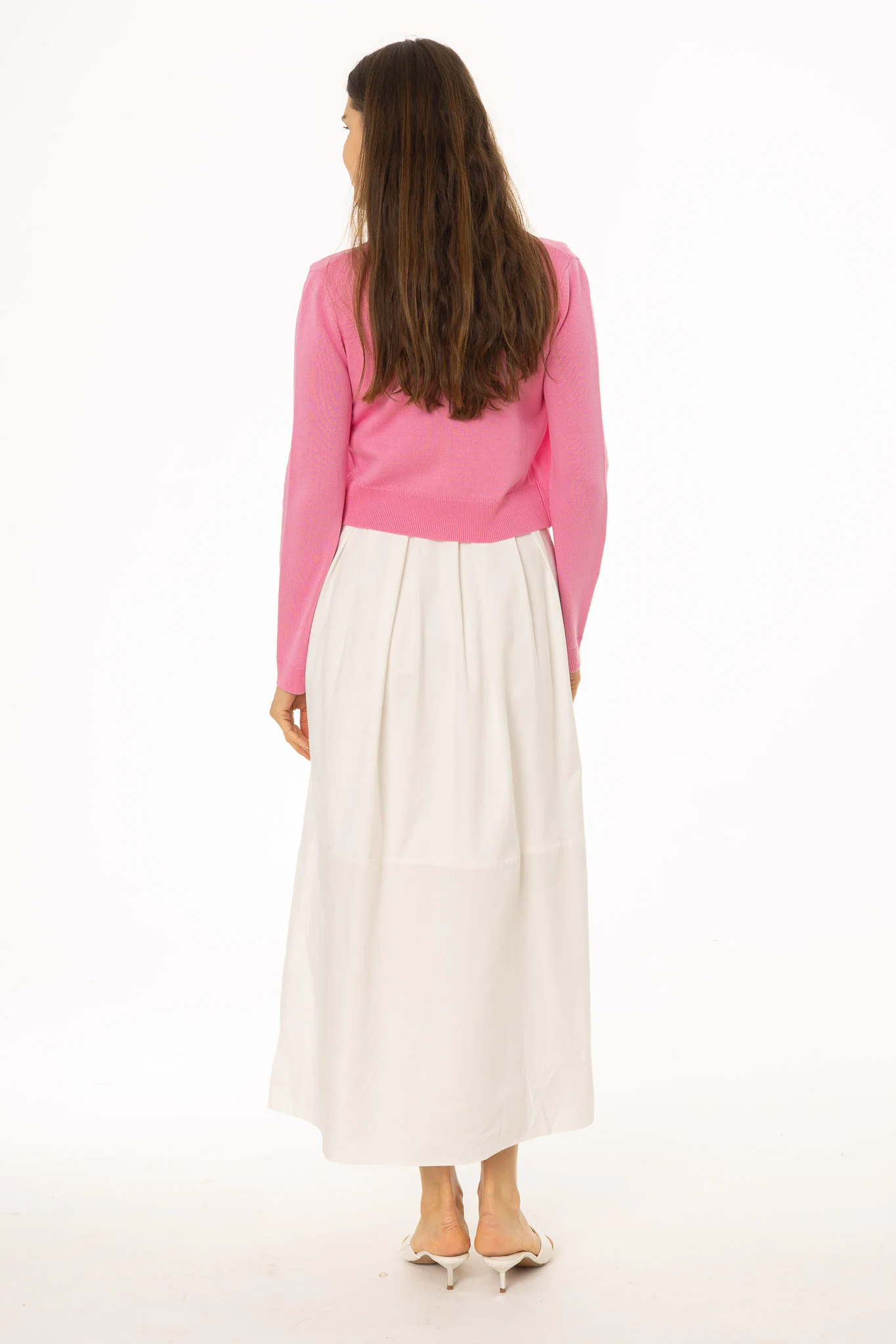 White Mixed Fabric Jumper - Image 3