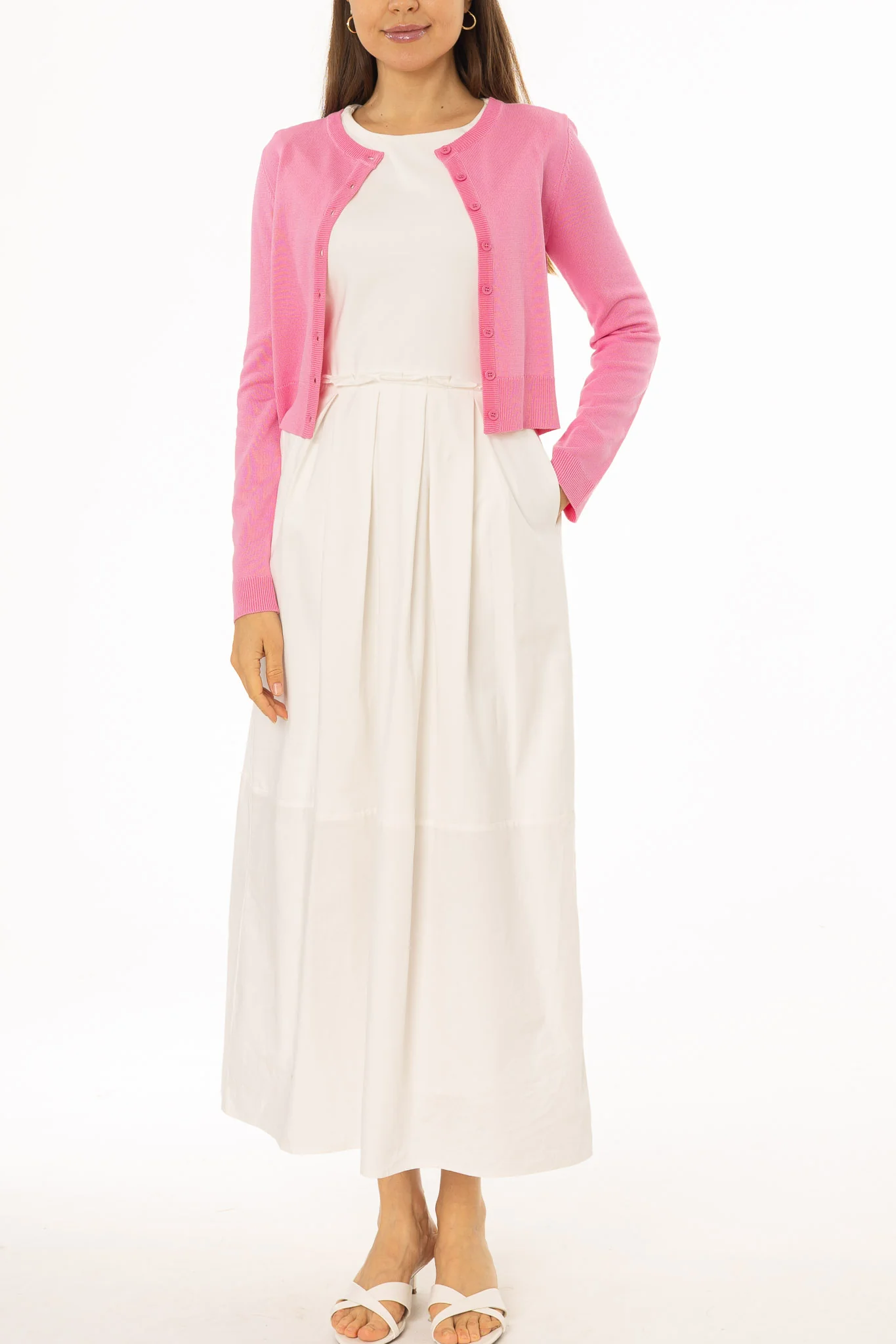 White Mixed Fabric Jumper - Image 4