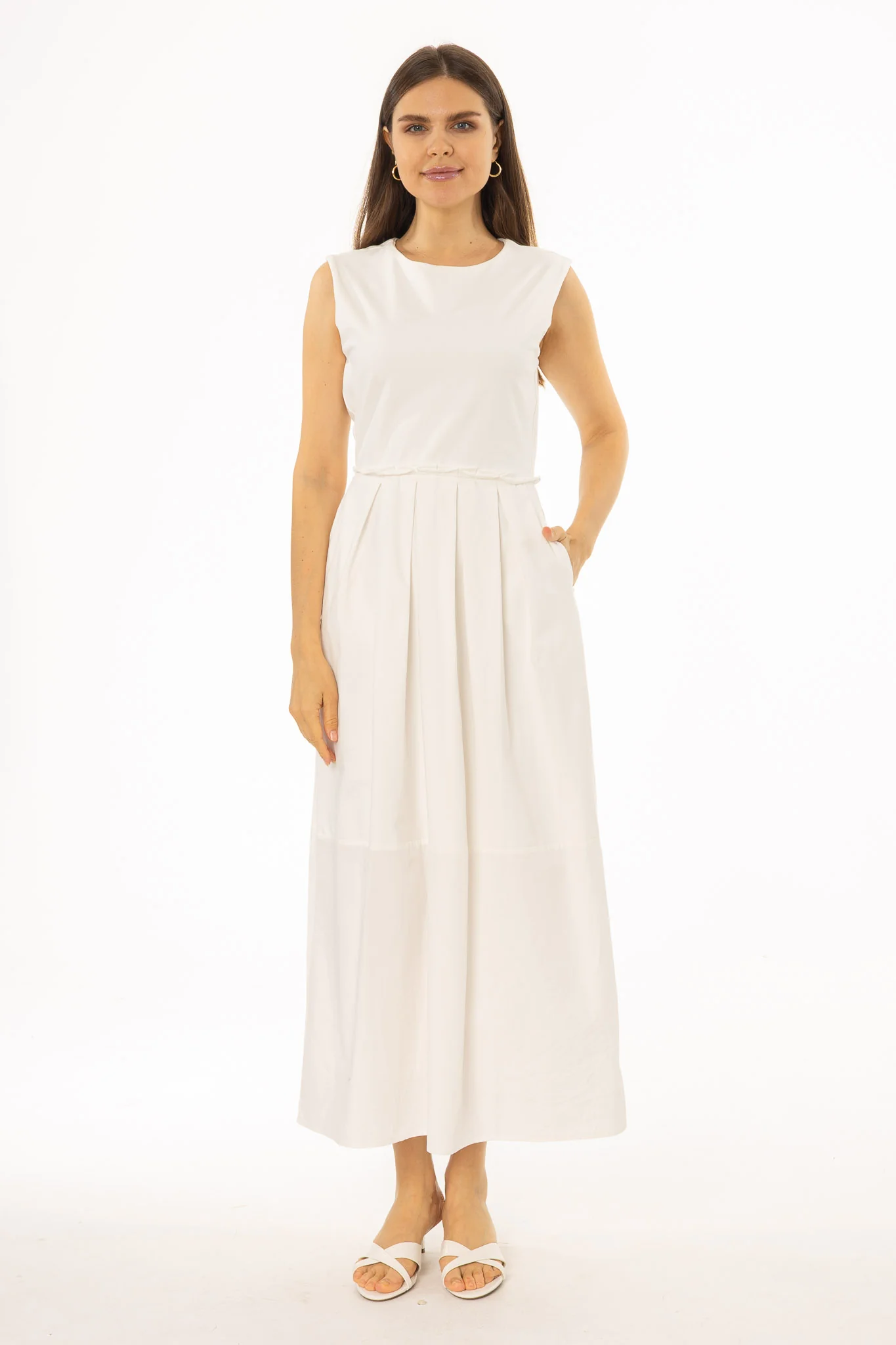 White Mixed Fabric Jumper - Image 5