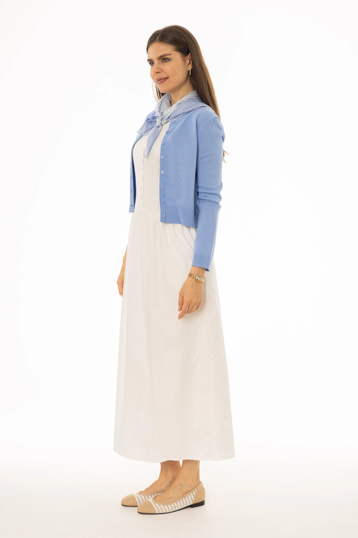 White Pintuck Cotton Maxi Jumper - Image 2