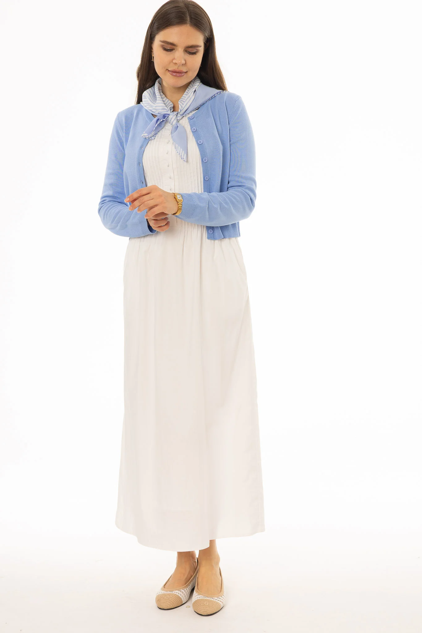 White Pintuck Cotton Maxi Jumper - Image 5