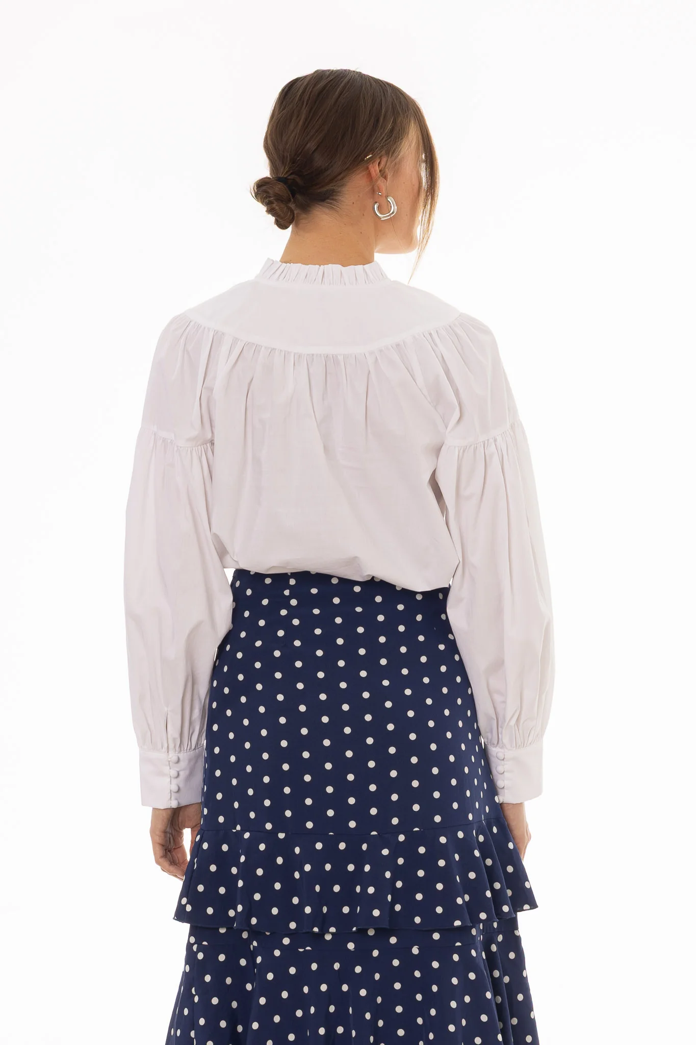 White Pintuck Ruffle Blouse - Image 4