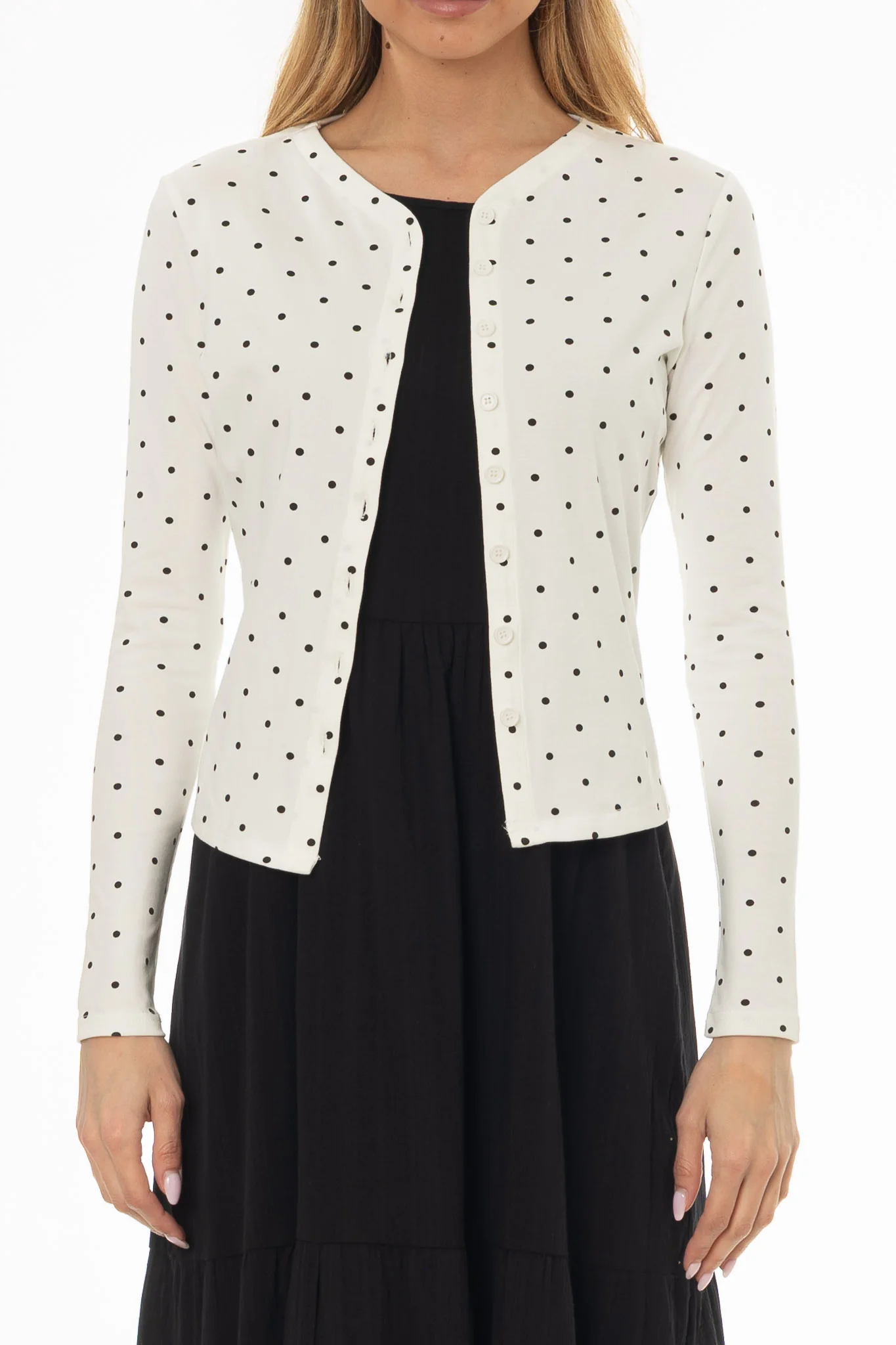 White Polka Dot Cardigan - Image 2