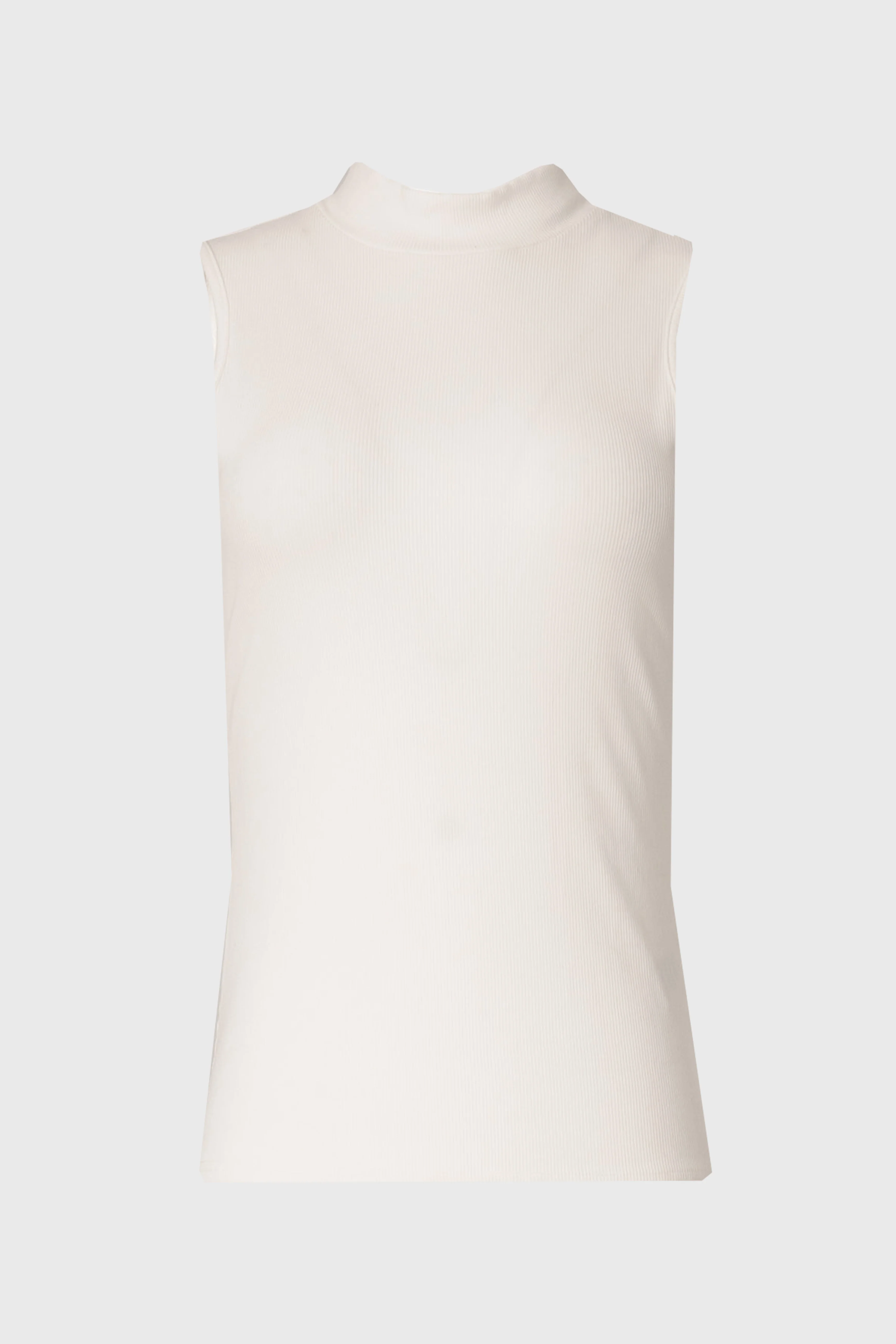 White Ribbed Sleeveless Mock Neck Top - Image 5