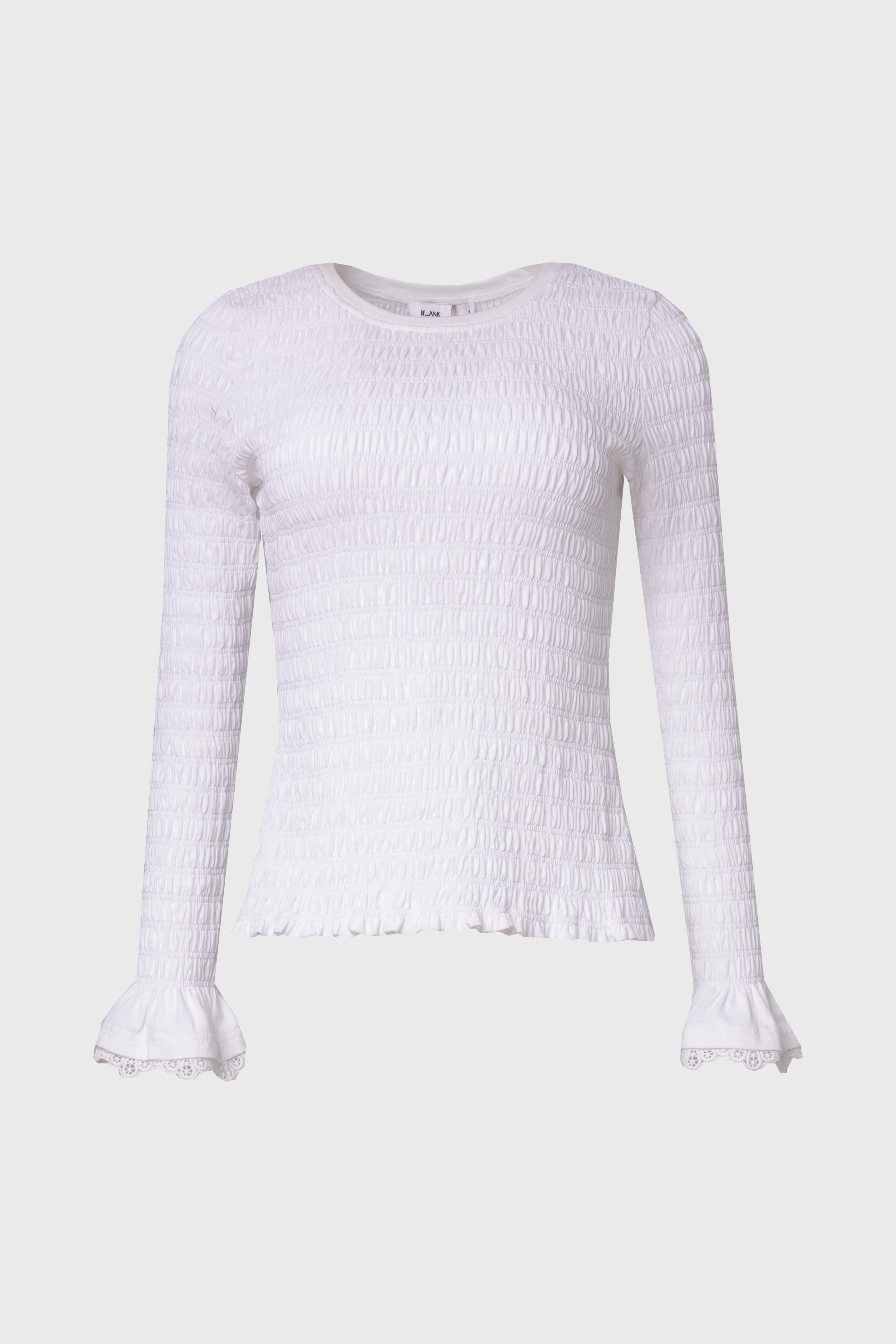 White Smocked Ruffle Sleeve T-Shirt - Image 5