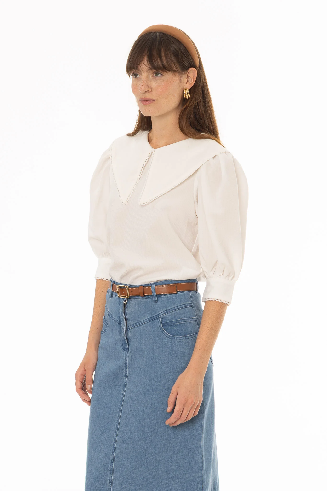 White Striped Seersucker Blouse - Image 3